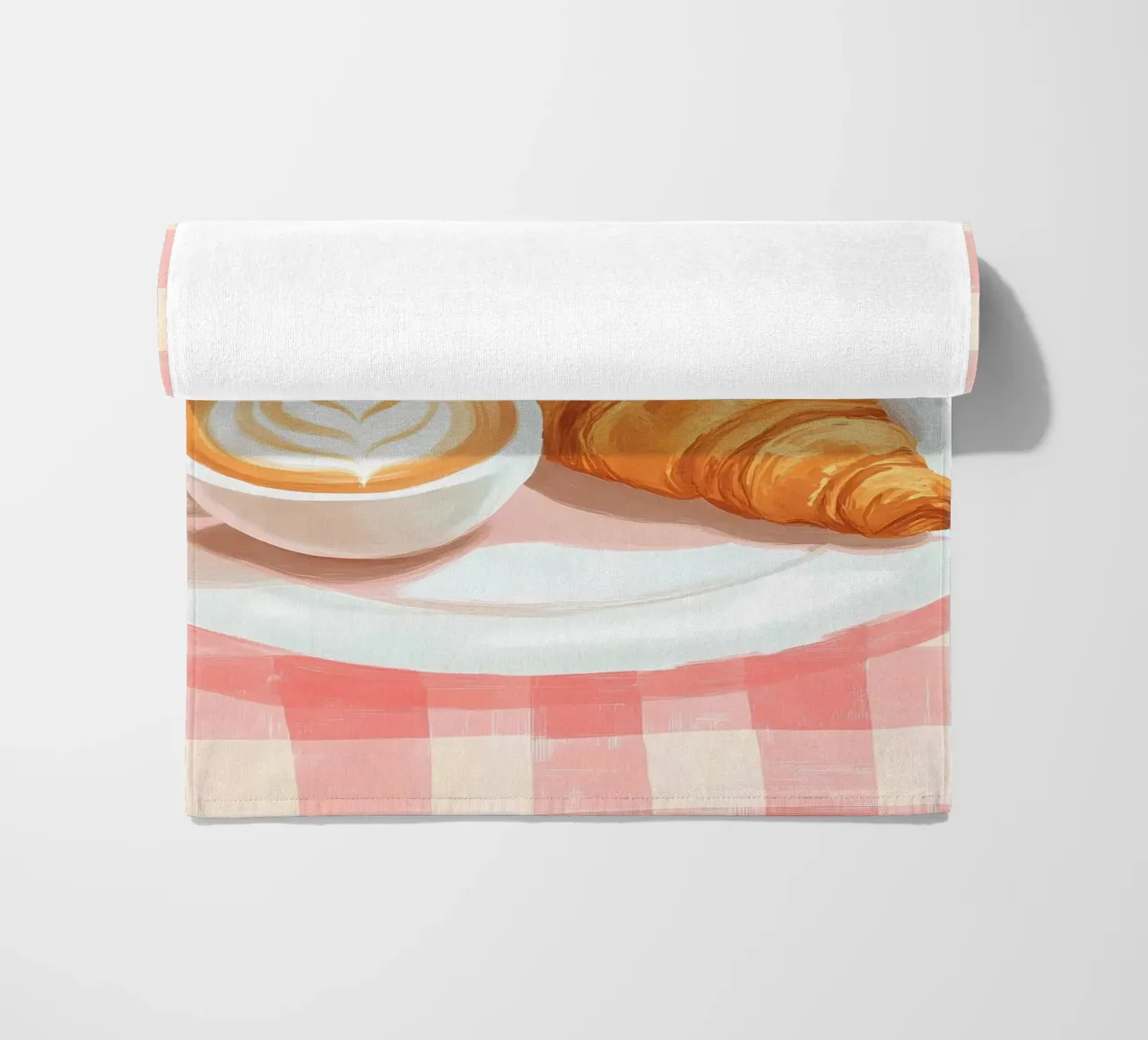 caffè e croissant telo mare da IamHomeStudio