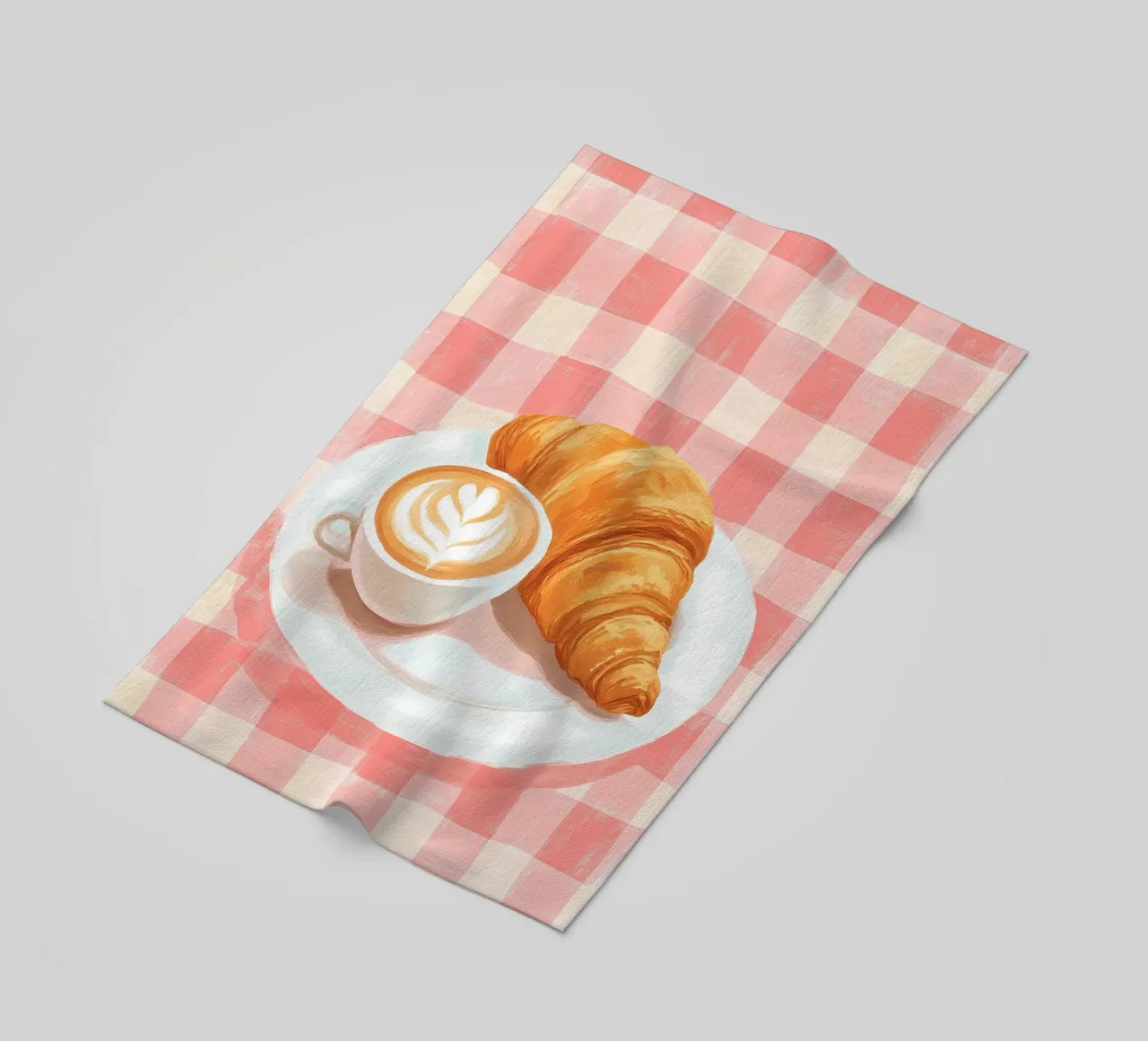 caffè e croissant telo mare da IamHomeStudio