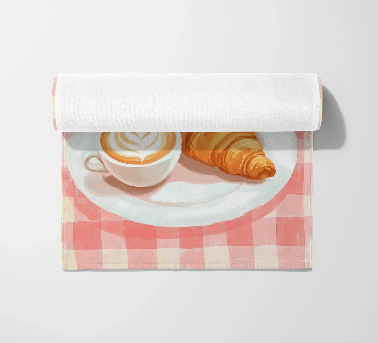 caffè e croissant telo mare da Olga Wildrose