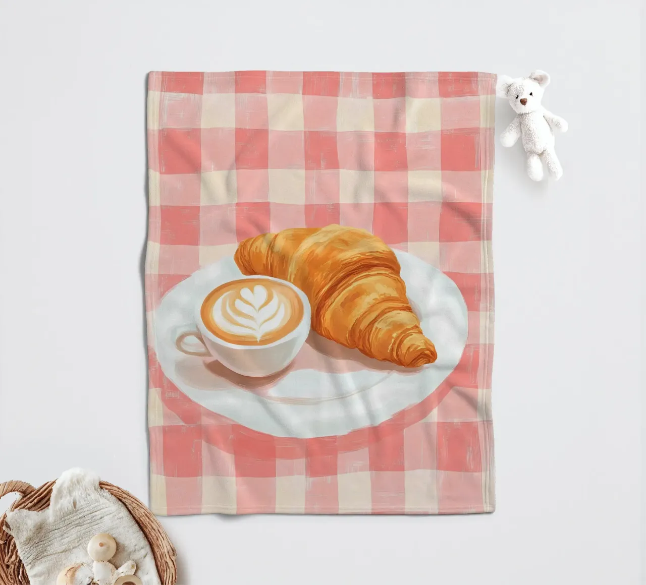 caffè e croissant coperta in pile da IamHomeStudio