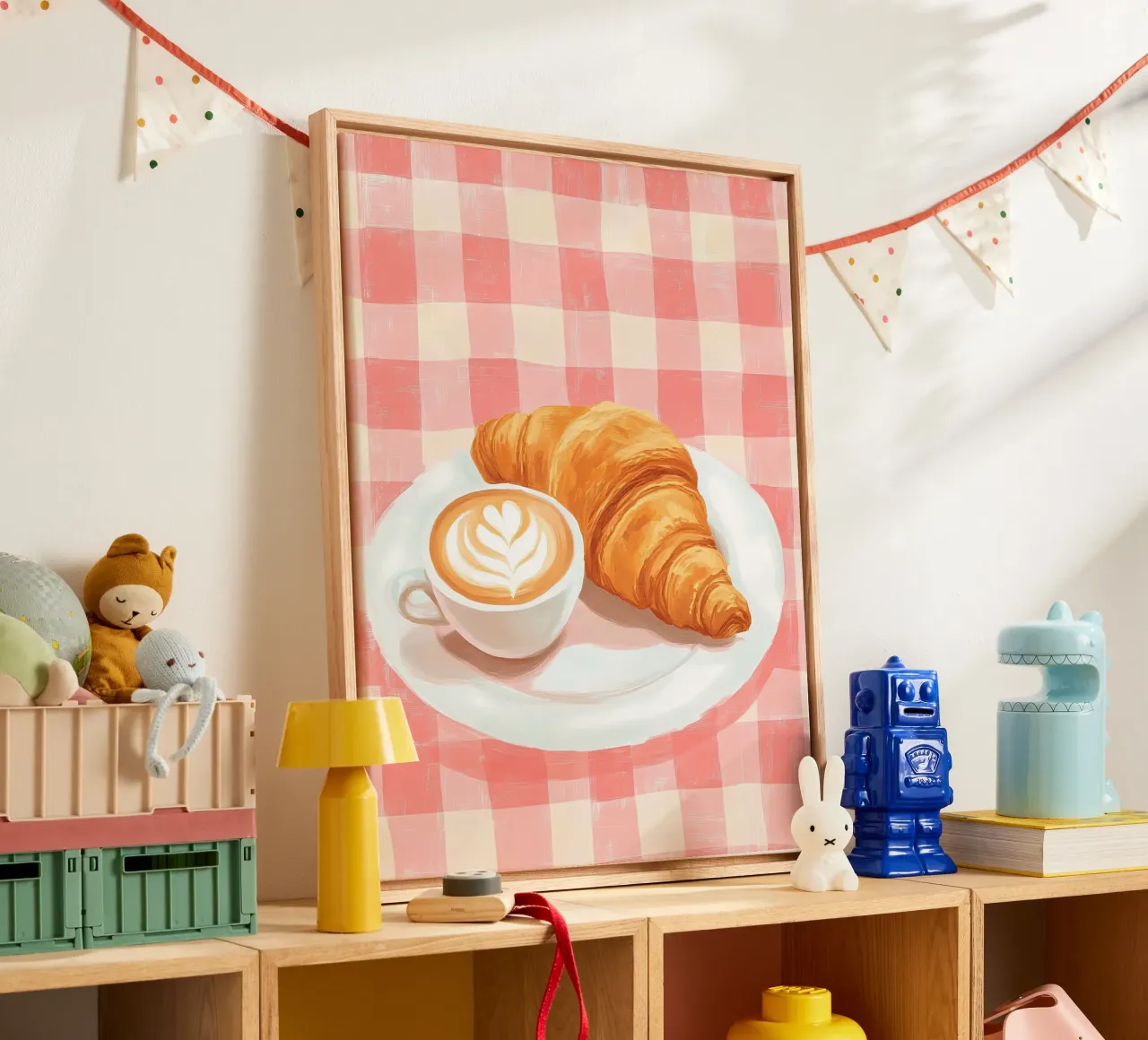 caffè e croissant tela con Cornice a cassetta da IamHomeStudio