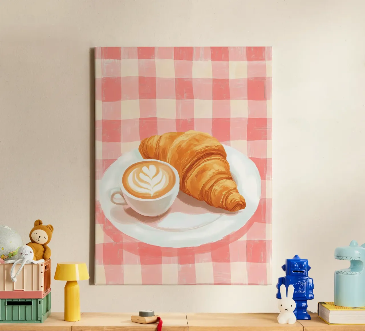 caffè e croissant tela con Cornice a cassetta da IamHomeStudio