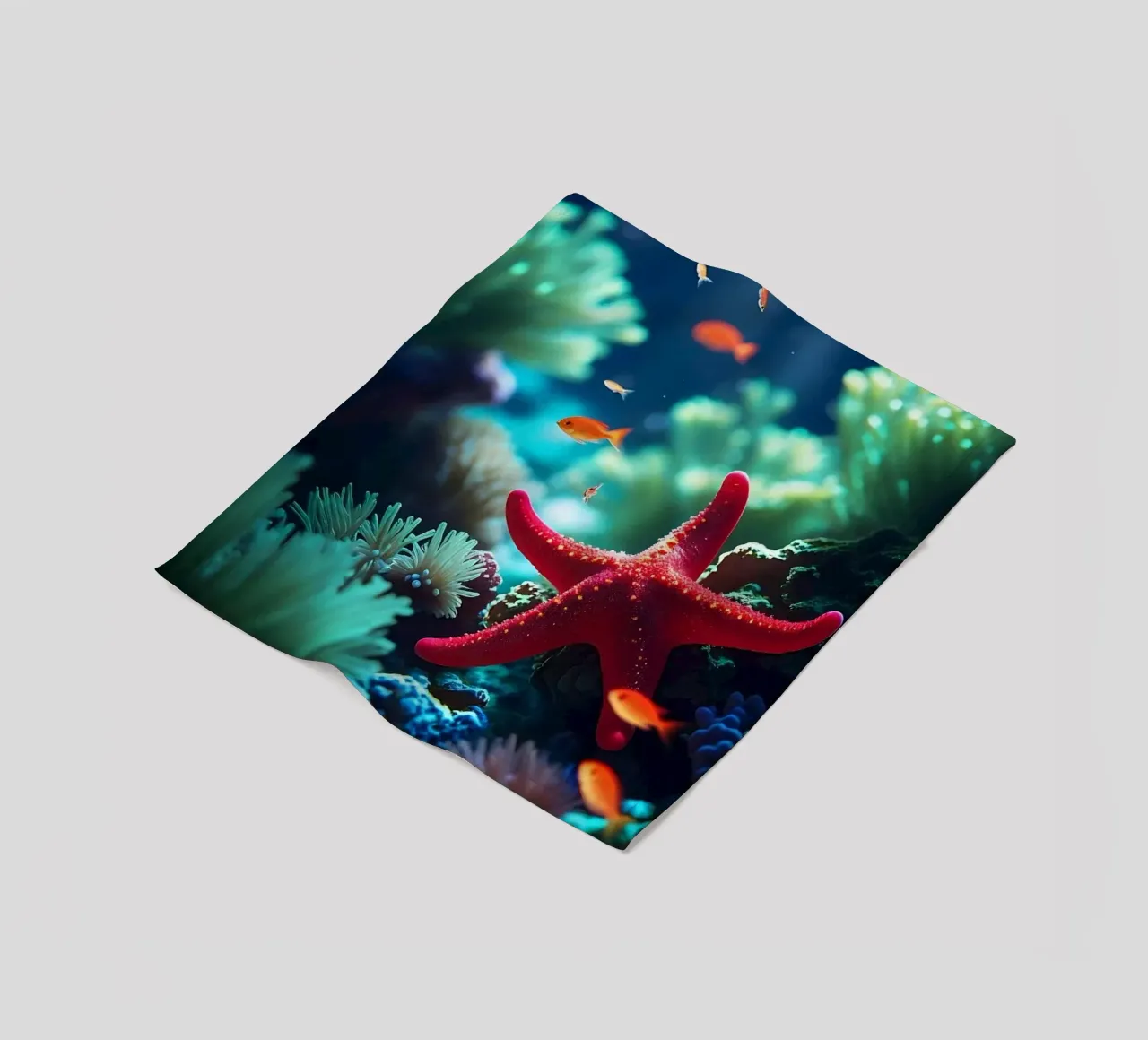 Glow Rest ✦ Roter Seestern unter der Oberfläche (2) Fleecedecke von LUMAQUA ✦ STUDIO
