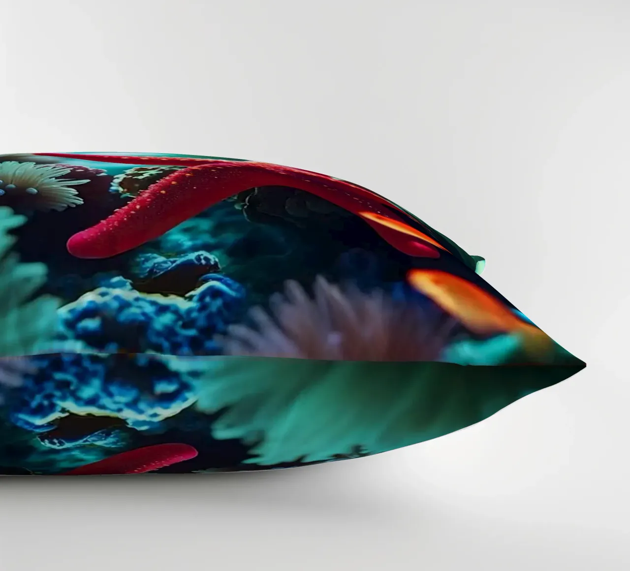 Glow Rest ✦ Red Starfish Beneath the Surface (2) decorative cushion by lumaquastudio