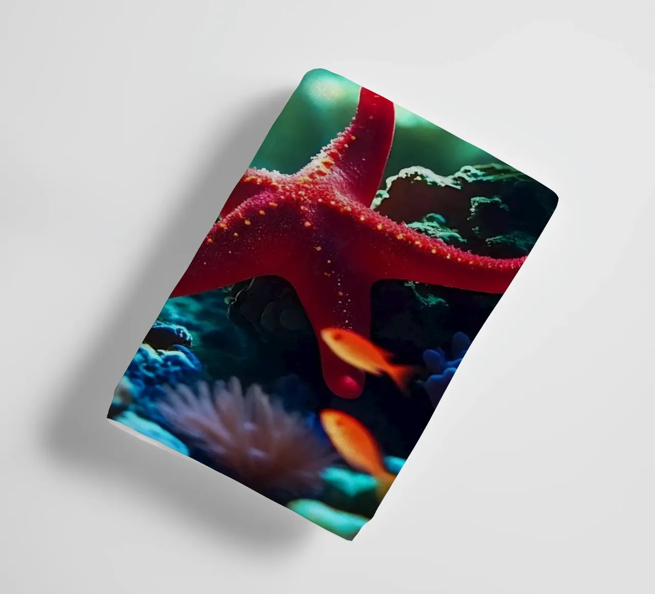 Glow Rest ✦ Red Starfish Beneath the Surface (2) towel by LUMAQUA ✦ STUDIO