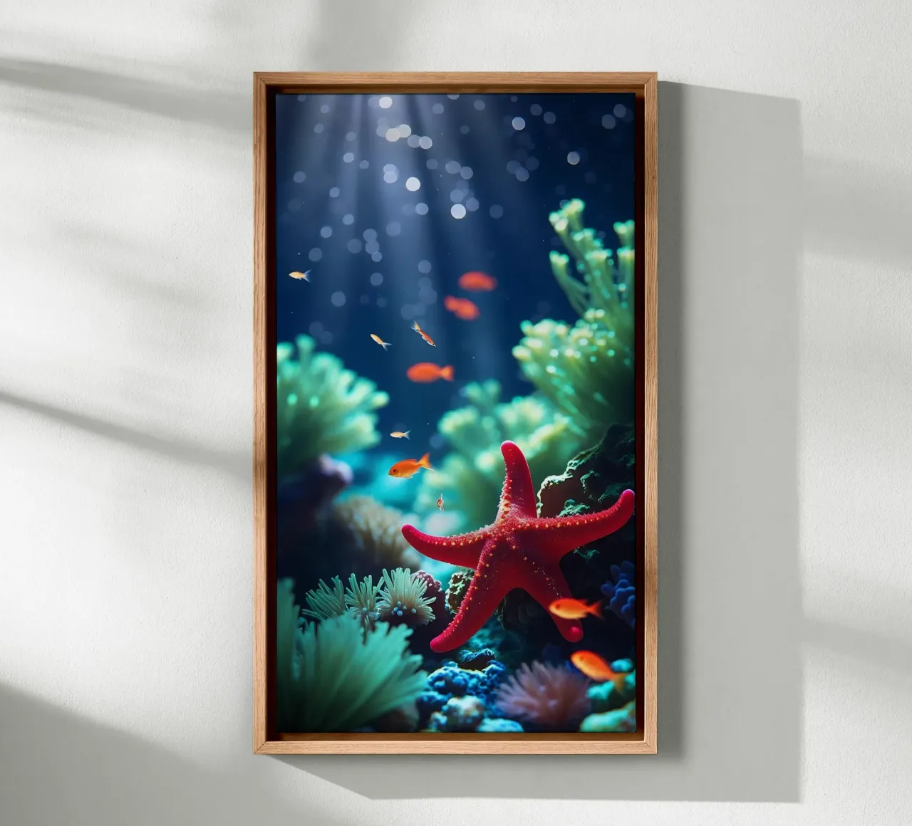 Glow Rest ✦ Red Starfish Beneath the Surface (2) canvas by LUMAQUA ✦ STUDIO