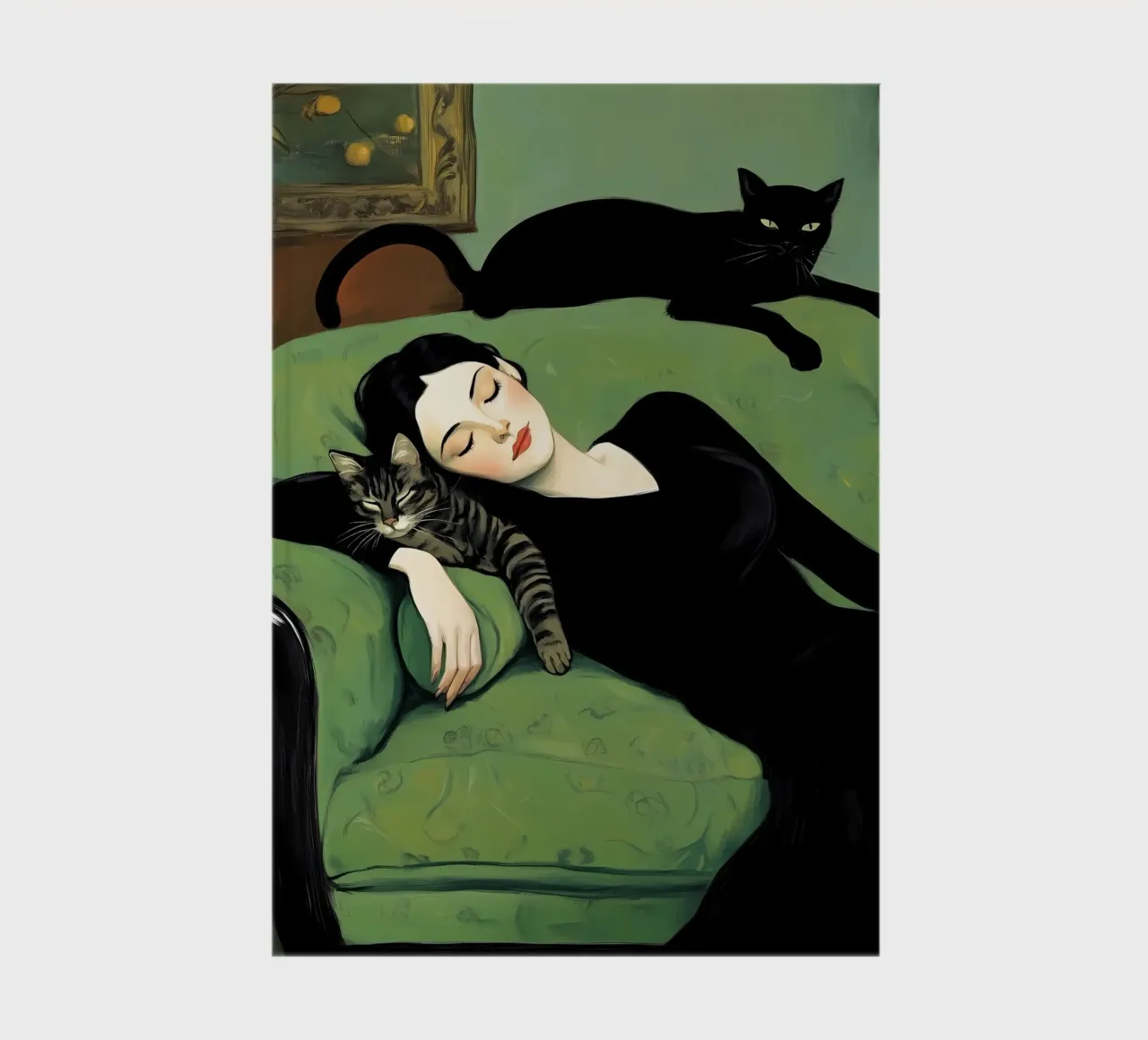 Sleeping woman with cats notebook by IamHomeStudio