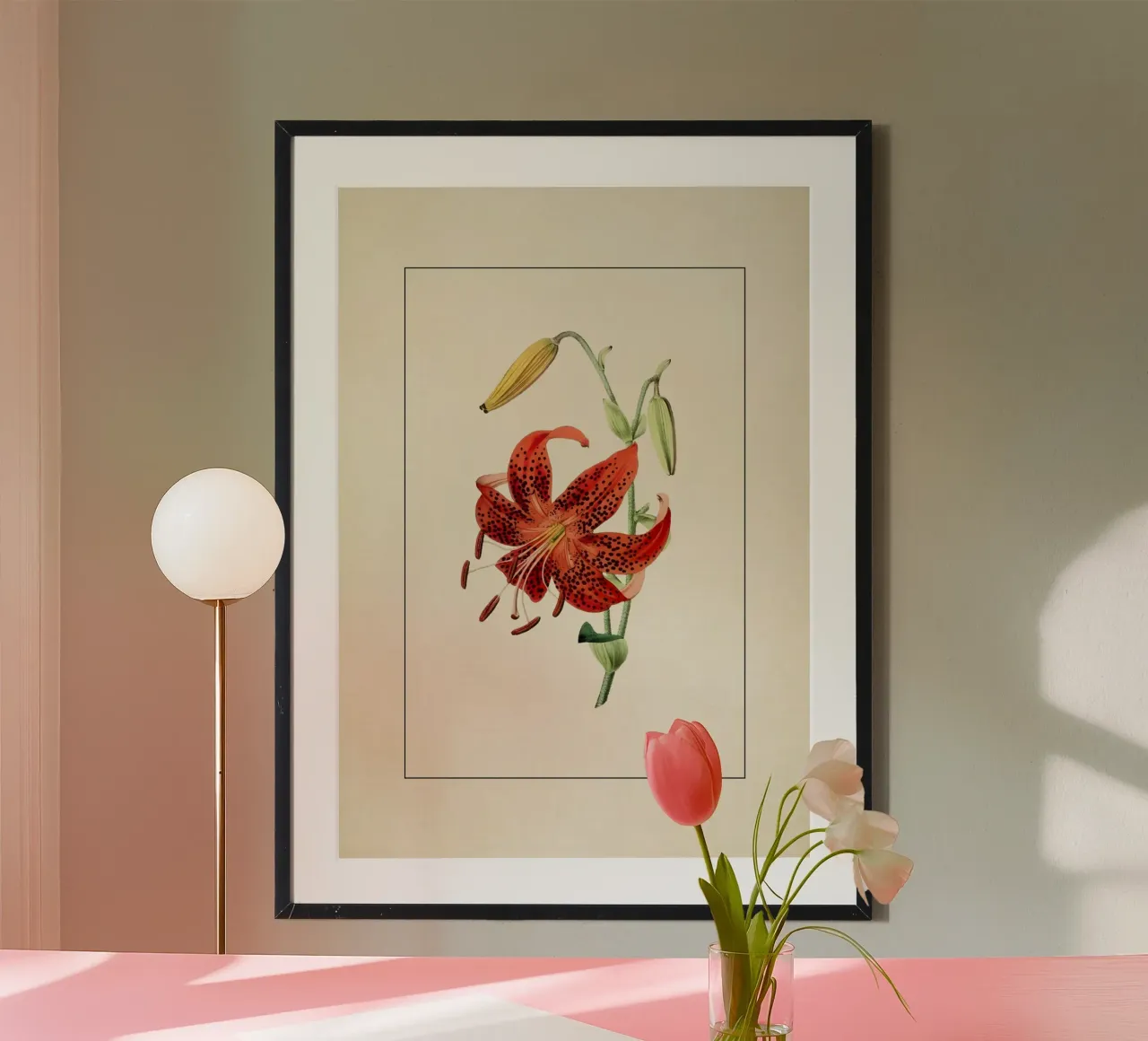 Lilium Lancifolium Print - Vintage Tiger Lily Botanical Art poster by ClubArt