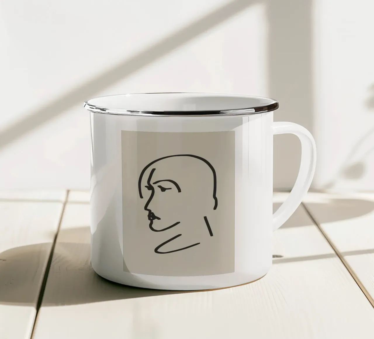 Ritratto candido in line art 3 tazza in smalto da Little Dean