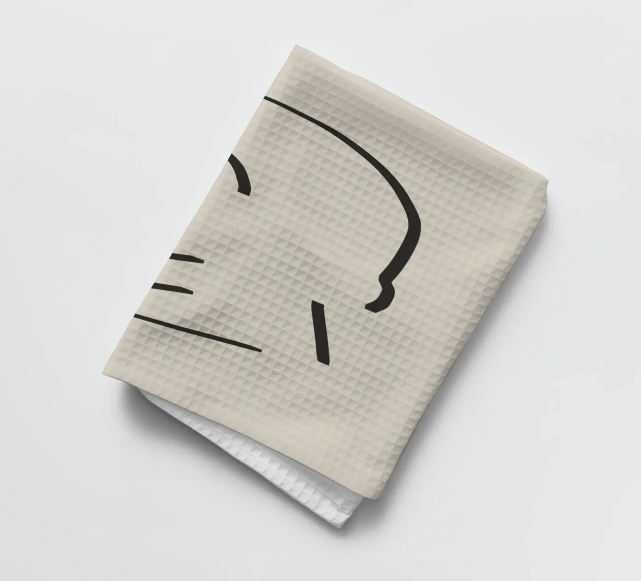 Line art candid portrait 3 tea towel by Little Dean