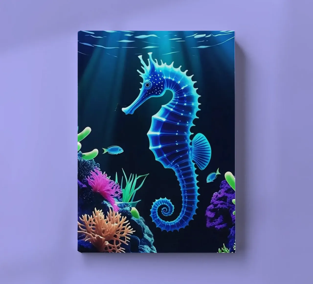 ✨🐠 Twilight Drift ✦ Neon Seahorse in Blooming Reefs 🌙 (1) notebook by LUMAQUA STUDIO
