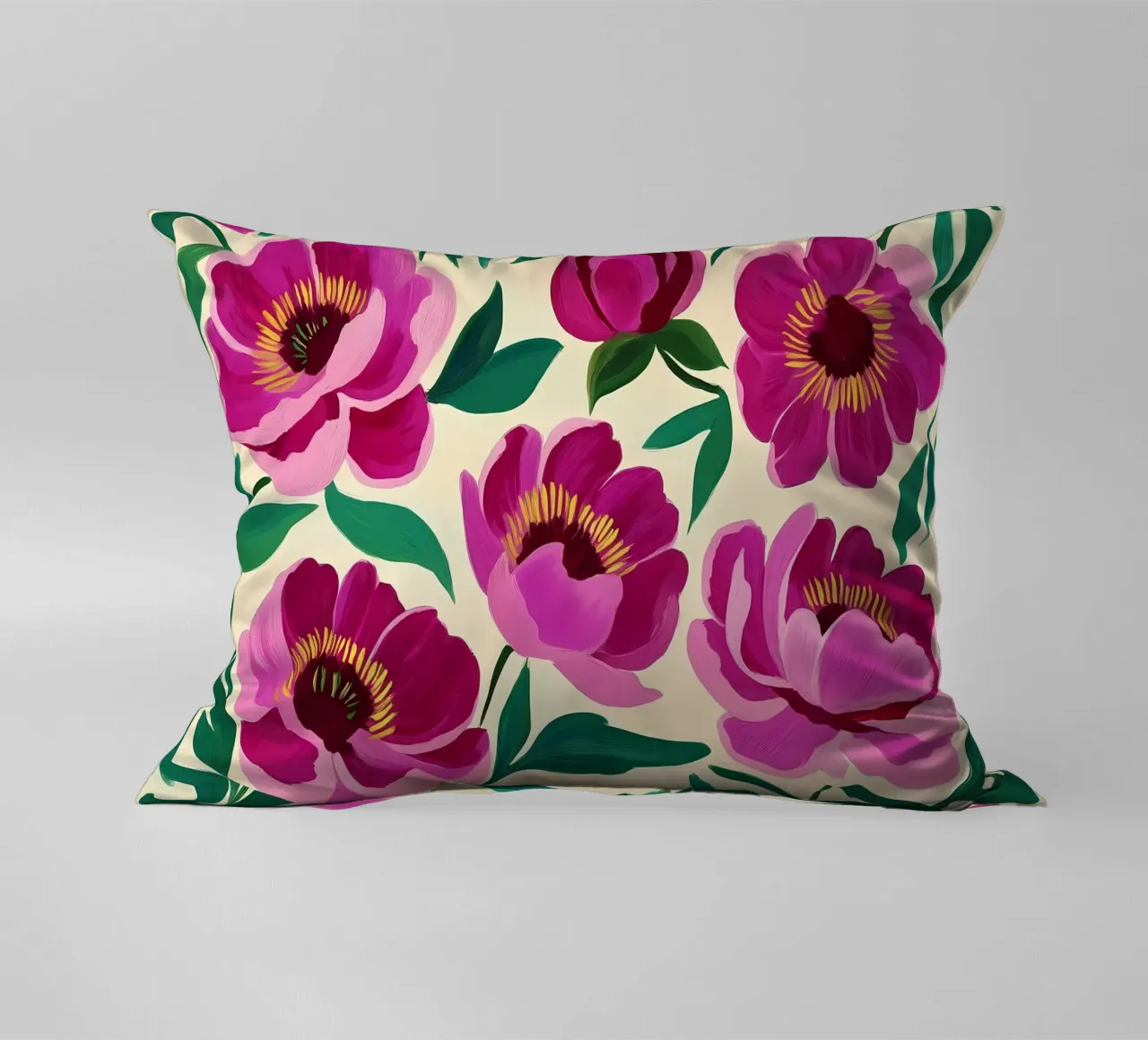 Pink Flowers decorative cushion by IamHomeStudio