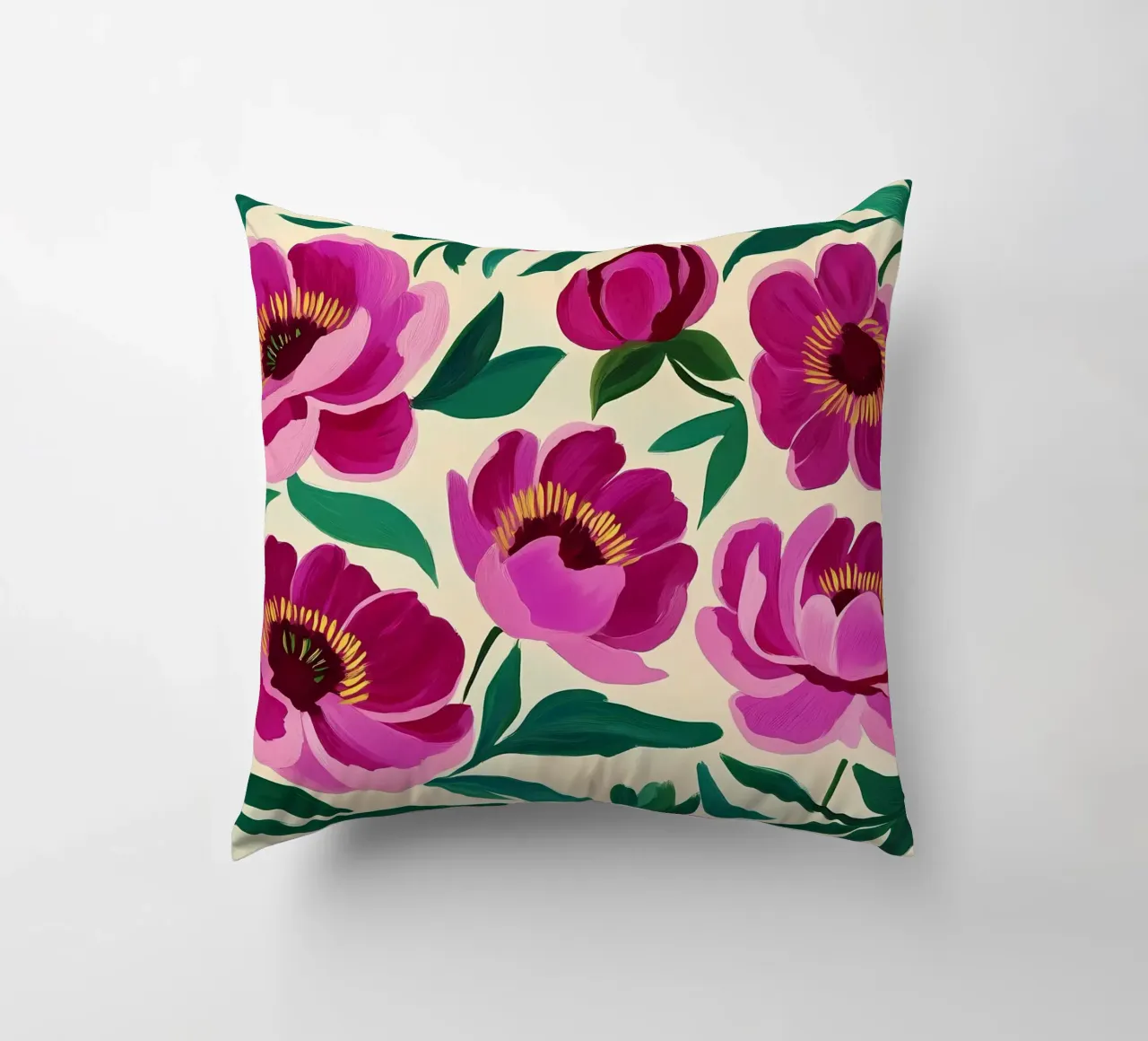 Pink Flowers decorative cushion by IamHomeStudio