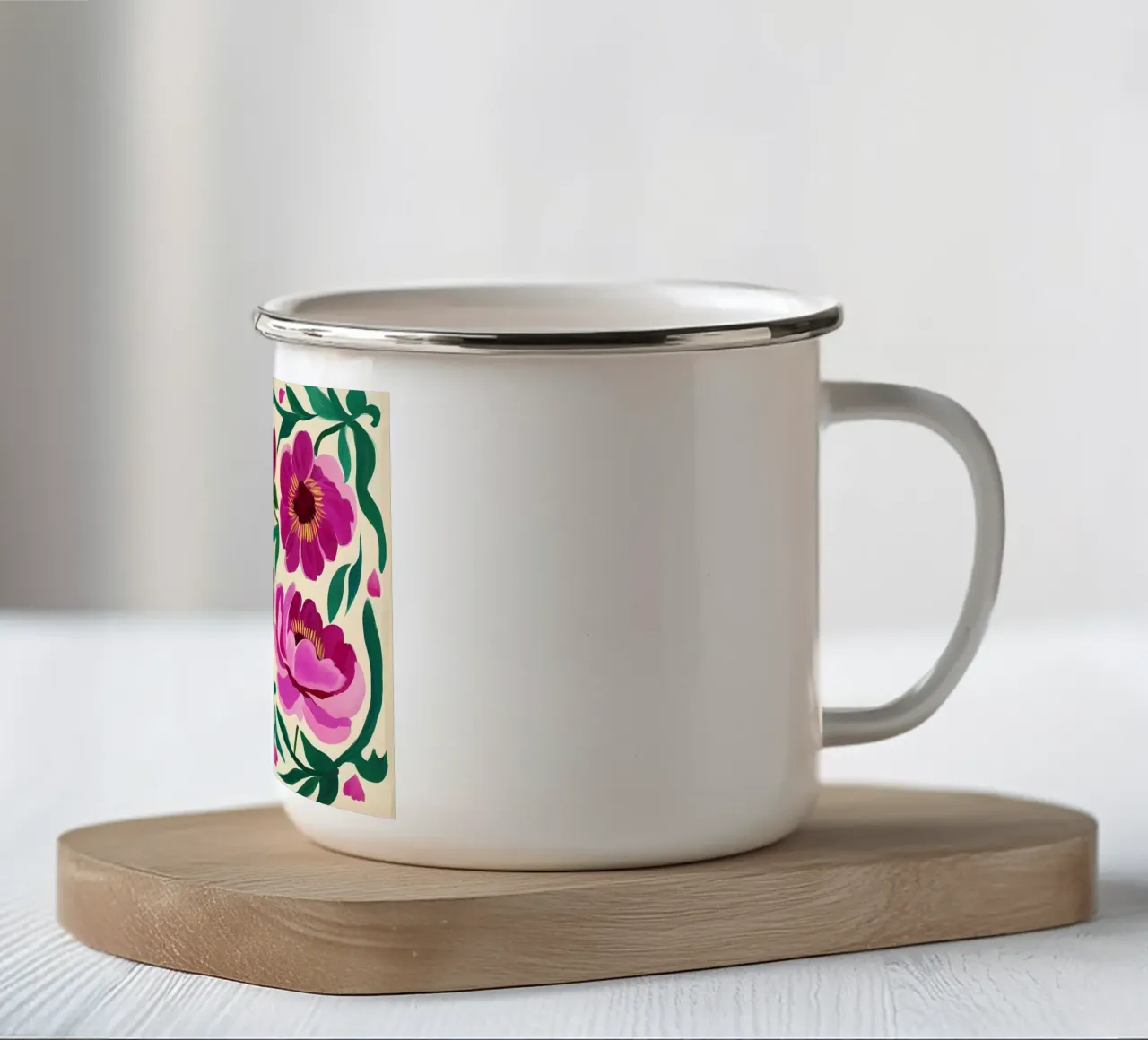 Fiori rosa tazza in smalto da IamHomeStudio