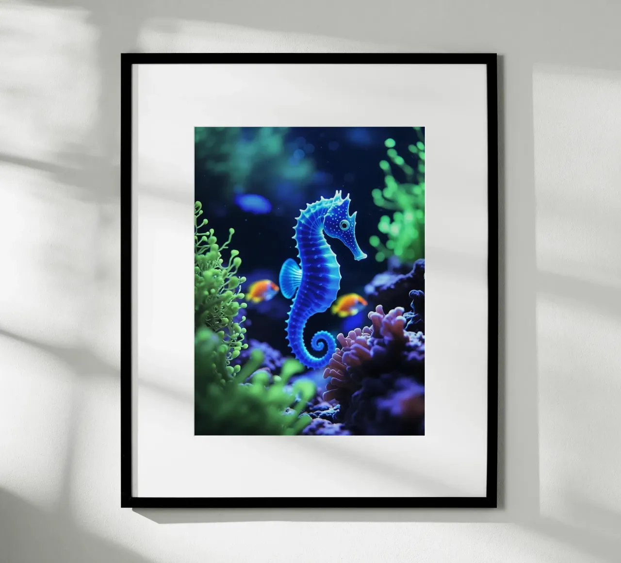 ✨🐠 Twilight Drift ✦ Neon-Seepferdchen in blühenden Riffen🌙 (2) Hahnemühle von LUMAQUA STUDIO