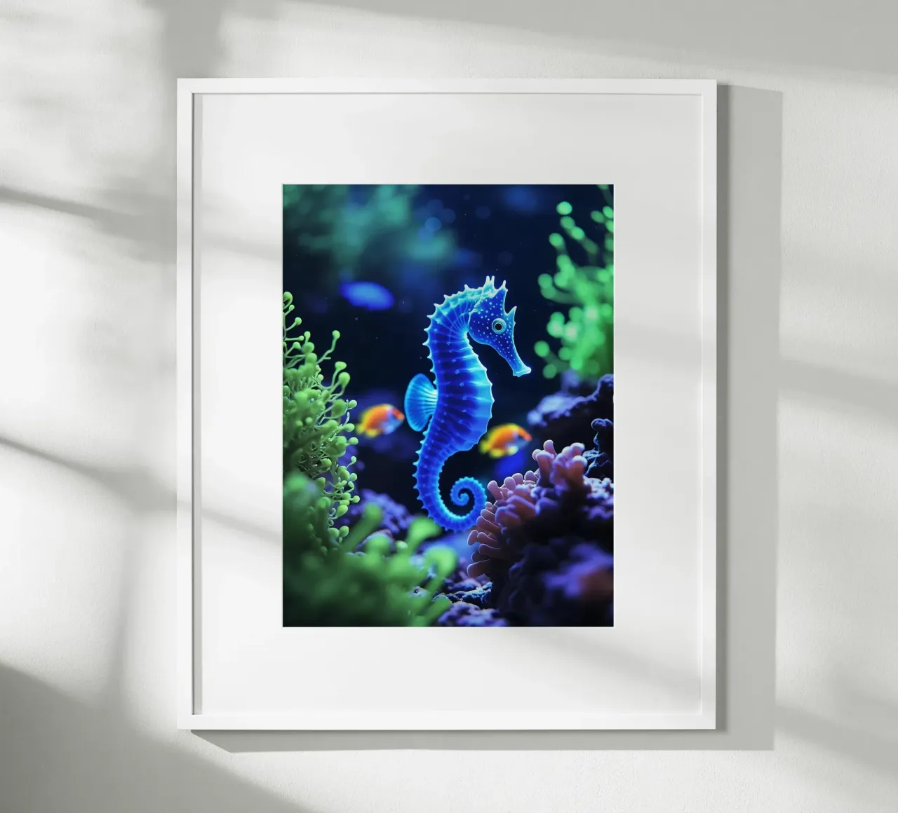 ✨🐠 Twilight Drift ✦ Neon-Seepferdchen in blühenden Riffen🌙 (2) Hahnemühle von LUMAQUA STUDIO