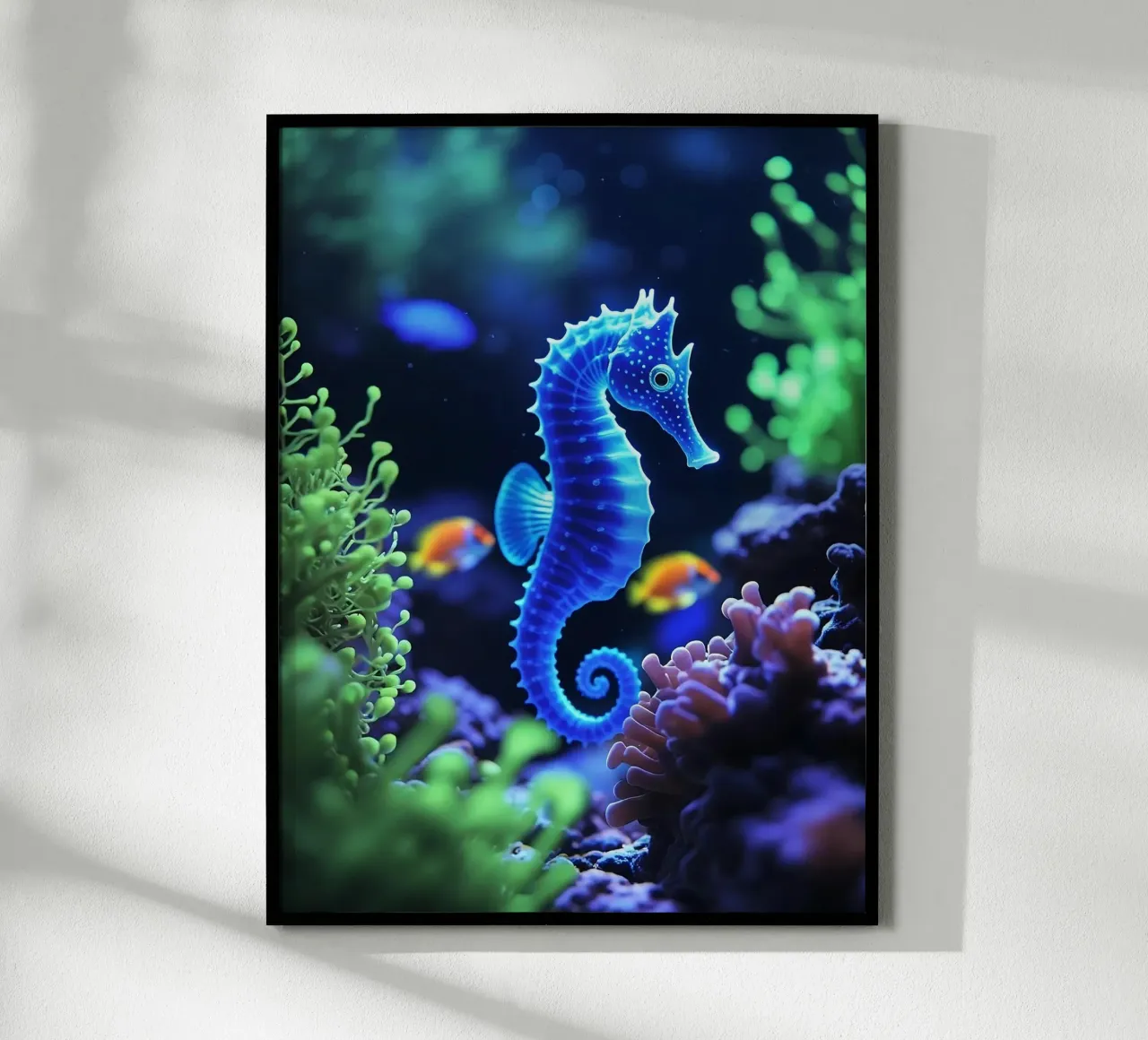 ✨🐠 Twilight Drift ✦ Neon-Seepferdchen in blühenden Riffen🌙 (2) Hahnemühle von LUMAQUA STUDIO