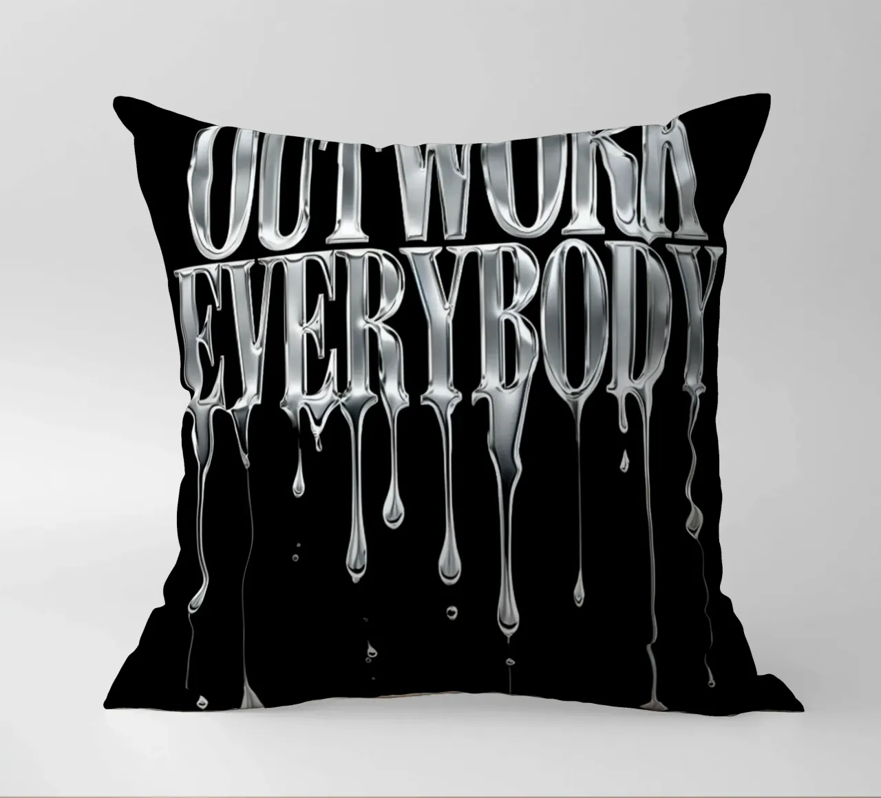 Chrome Drip Motivational Masterpiece decorative cushion by inspirational quote