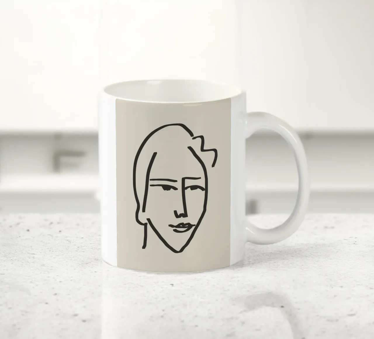 Ritratto candido in line art 5 tazza in ceramica da Little Dean