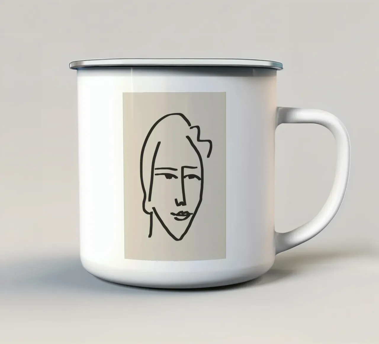 Ritratto candido in line art 5 tazza in smalto da Little Dean