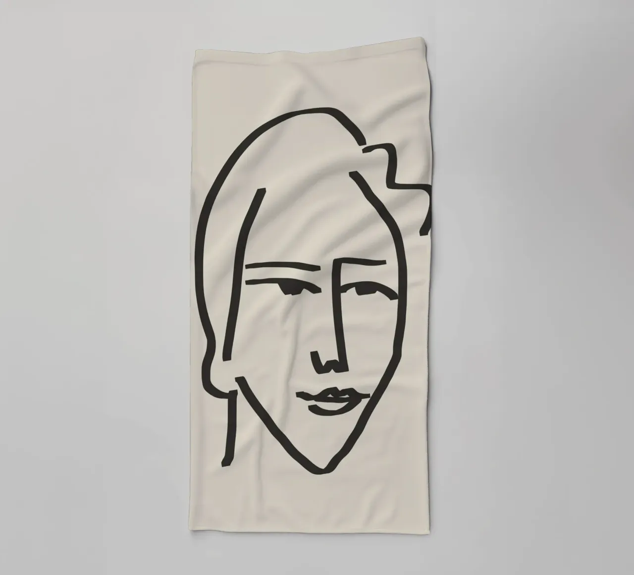 Line art candid portrait 5 towel by Little Dean