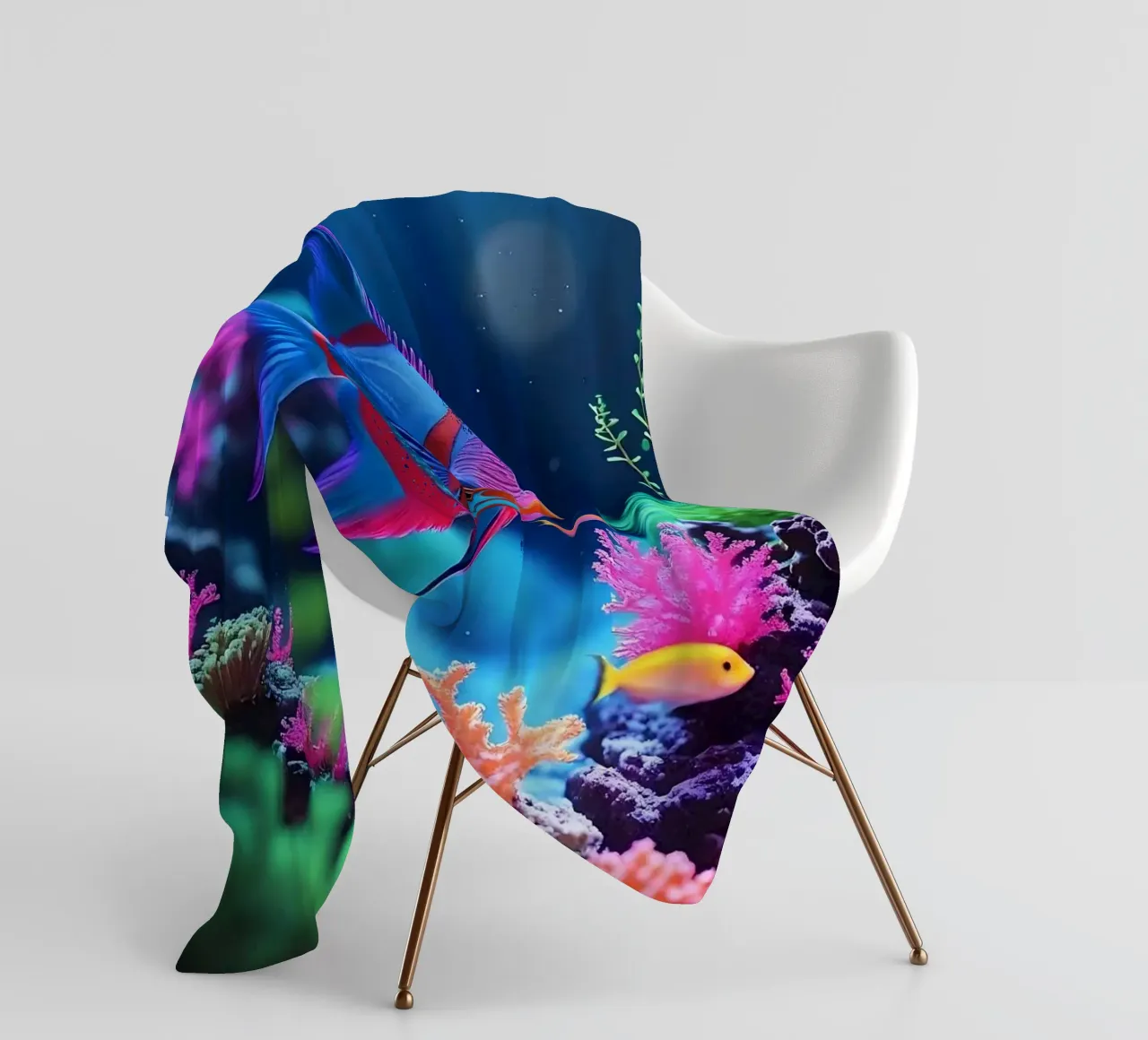 ✨🐠 Prism Drift ✦ Imaginary Fish in a Neon Bloom 🌙 fleece blanket by LUMAQUA STUDIO
