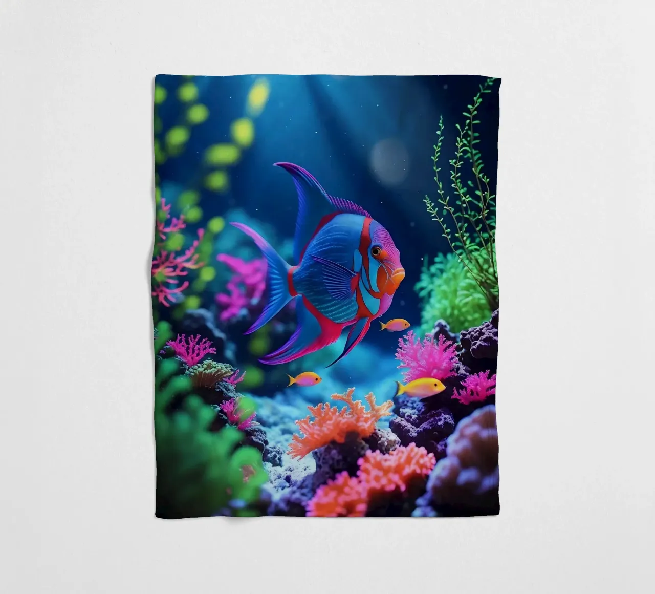✨🐠 Prism Drift ✦ Imaginary Fish in a Neon Bloom 🌙 fleece blanket by LUMAQUA STUDIO