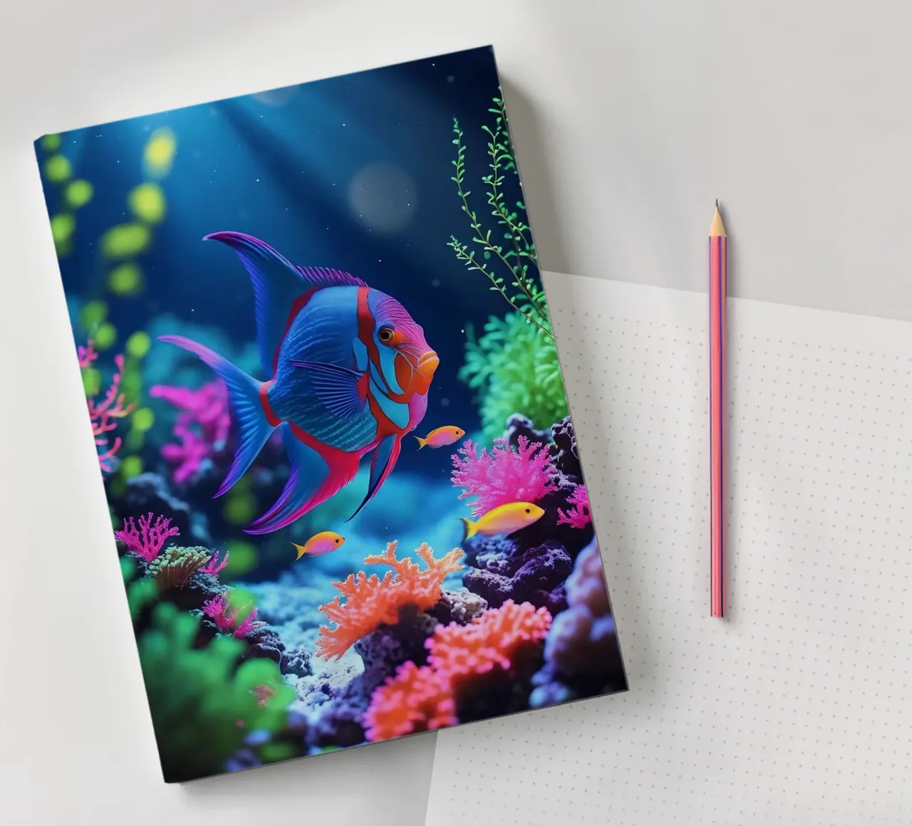✨🐠 Prism Drift ✦ Imaginary Fish in a Neon Bloom 🌙 notebook by LUMAQUA STUDIO