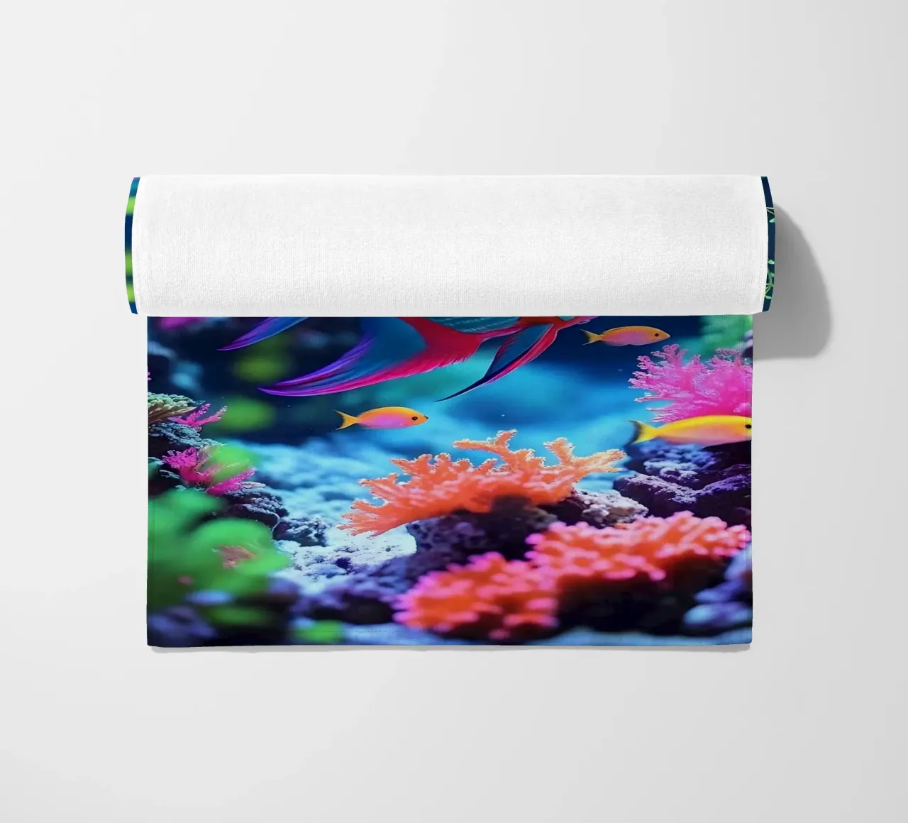 ✨🐠 Prism Drift ✦ Imaginary Fish in a Neon Bloom 🌙 beach towel by LUMAQUA STUDIO
