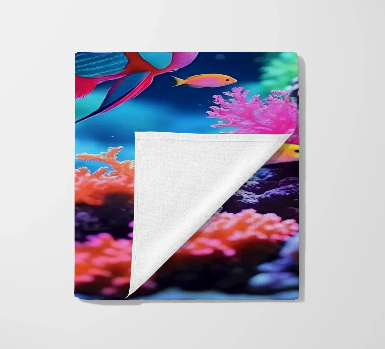 ✨🐠 Prism Drift ✦ Imaginary Fish in a Neon Bloom 🌙 beach towel by LUMAQUA STUDIO