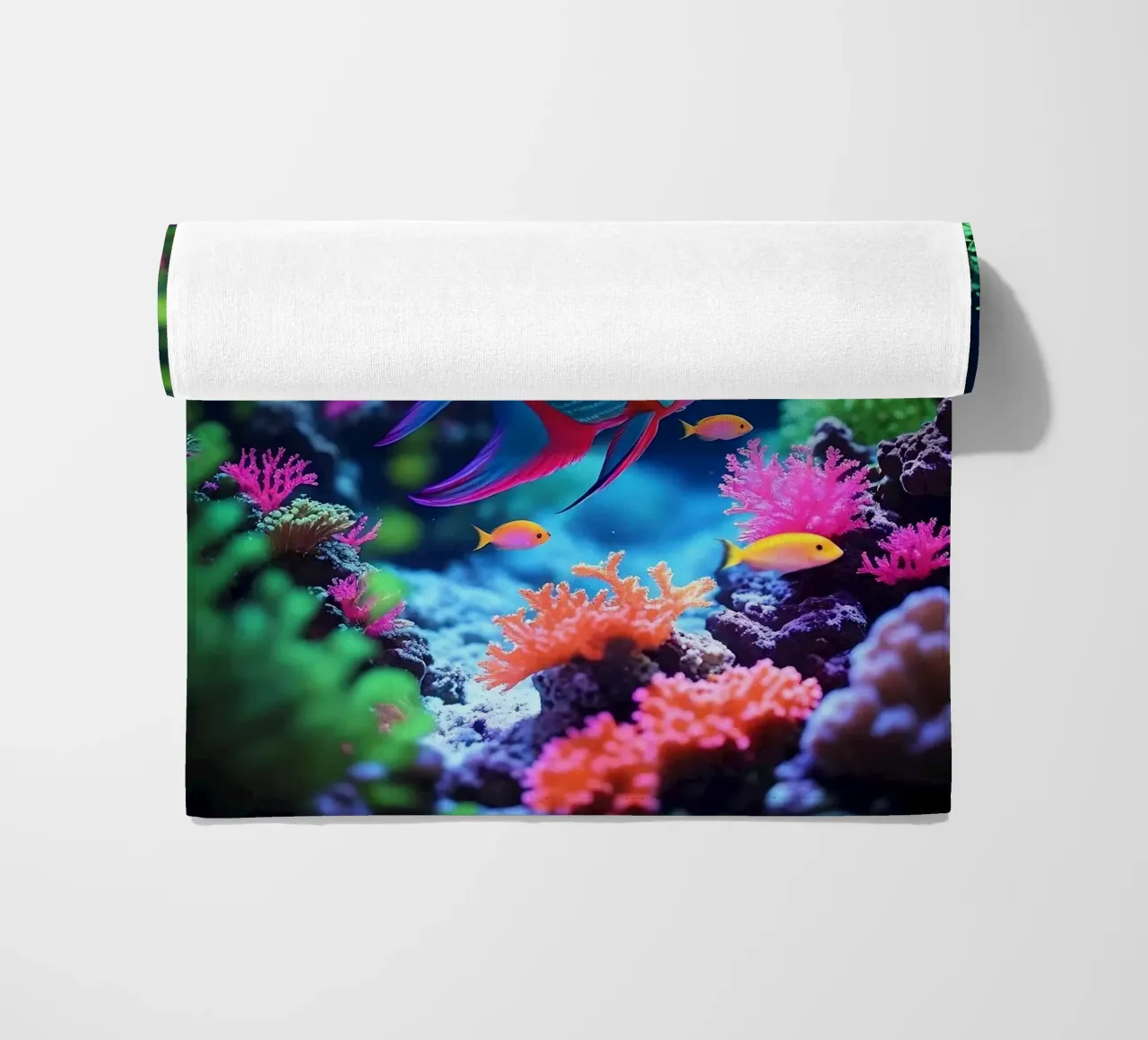 ✨🐠 Prism Drift ✦ Imaginary Fish in a Neon Bloom 🌙 beach towel by LUMAQUA STUDIO