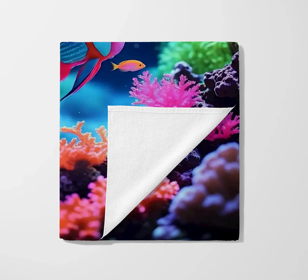 ✨🐠 Prism Drift ✦ Imaginary Fish in a Neon Bloom 🌙 beach towel by LUMAQUA STUDIO