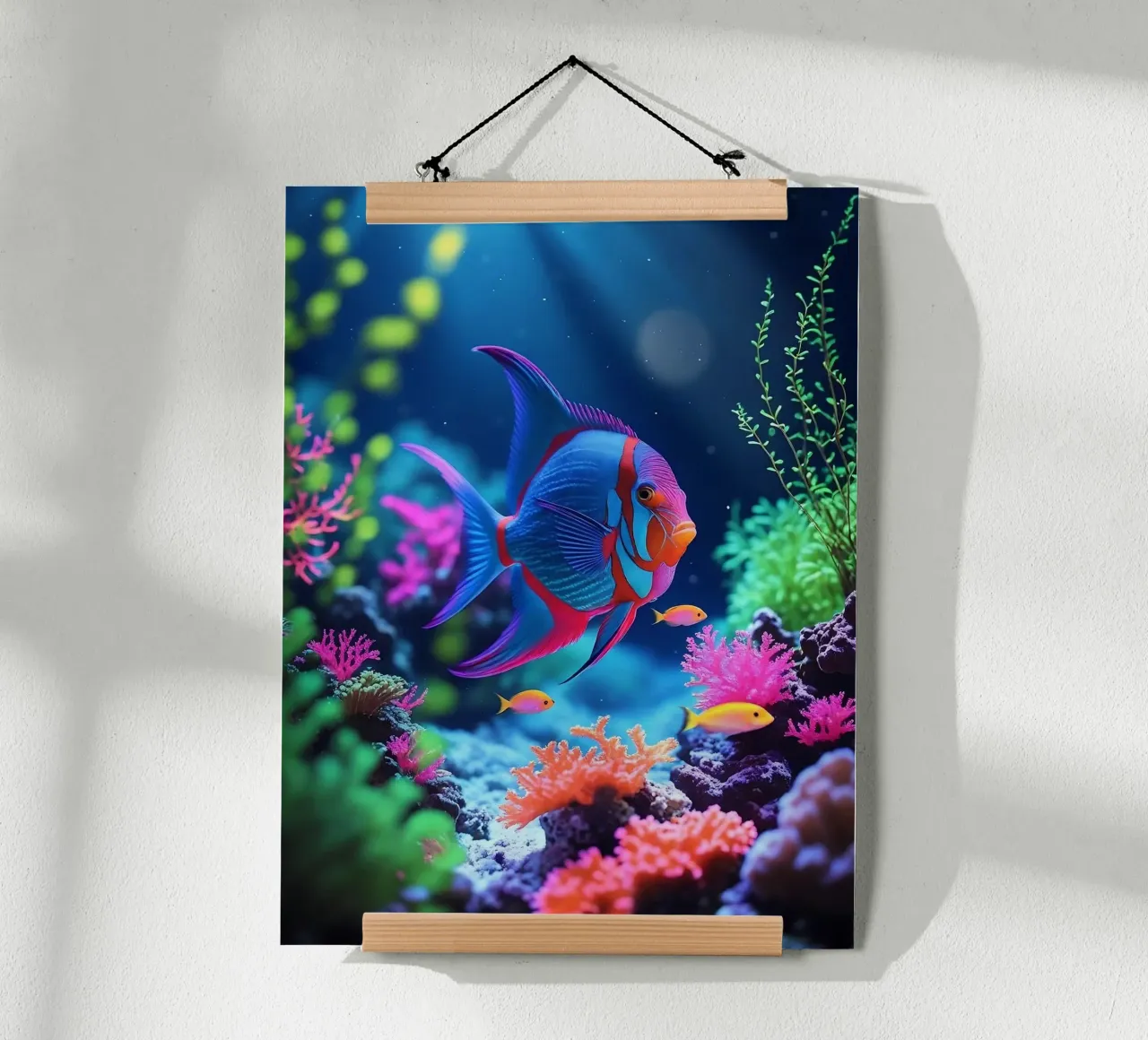 ✨🐠 Prisma Drift ✦ Imaginary Fish in a Neon Bloom 🌙 Hahnemühle von LUMAQUA STUDIO