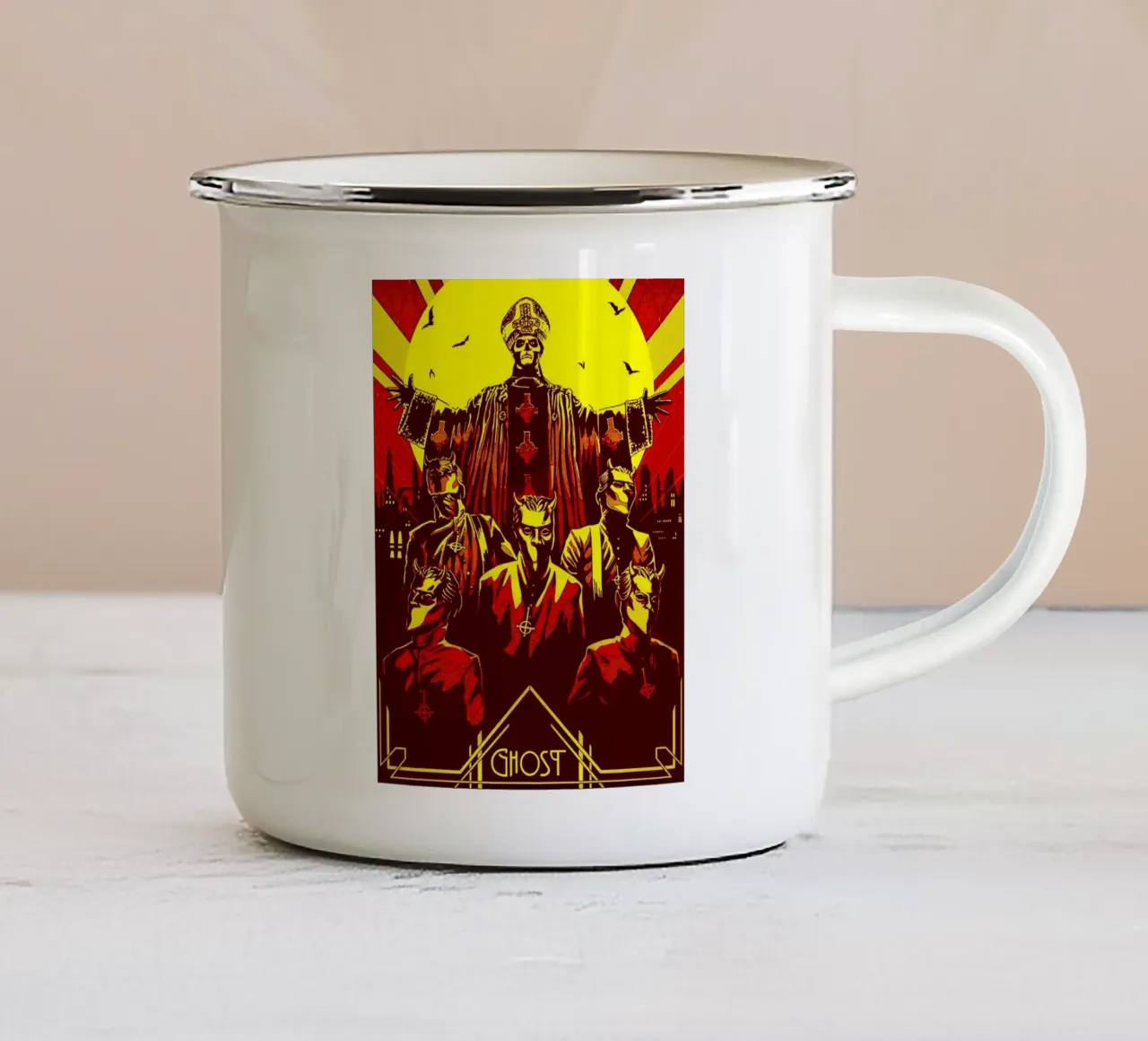 ghost band art tazza in smalto da vanhesling