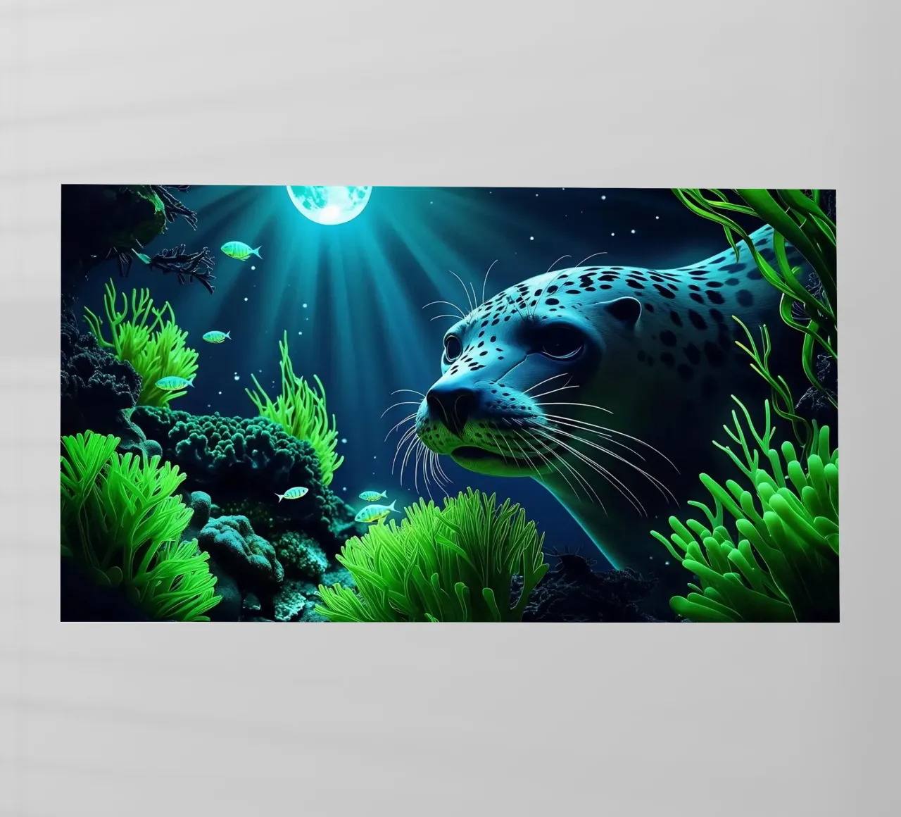 ✨🦭 Moonshadow Watcher ✦ Spotted Seal in Neon Waters 🌙 backlit film by LUMAQUA STUDIO