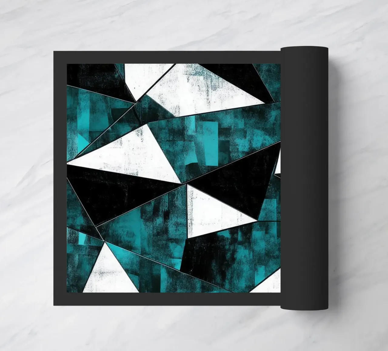 Triangular pattern in turquoise & white doormat by Niklas