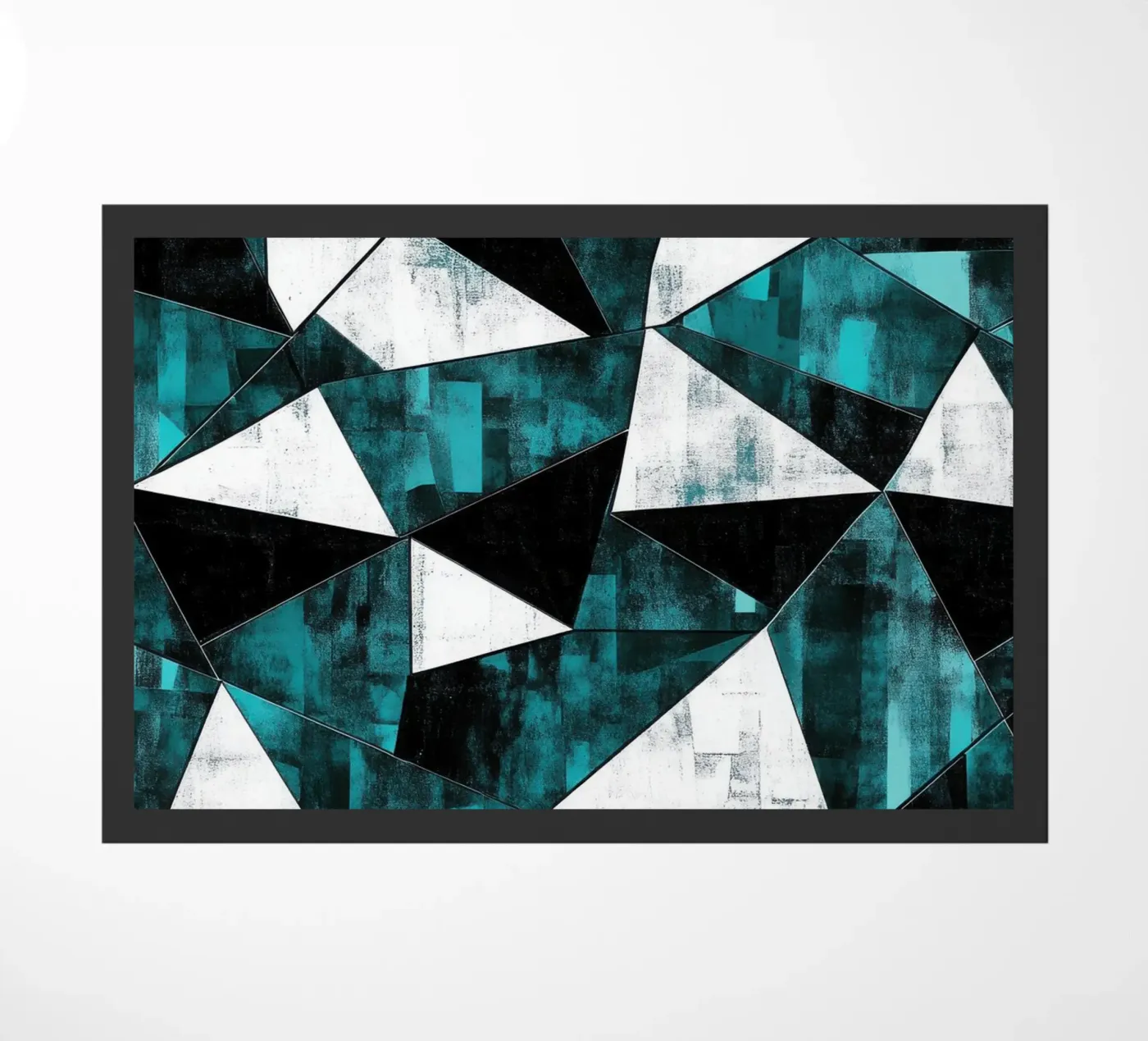 Triangular pattern in turquoise & white doormat by Niklas