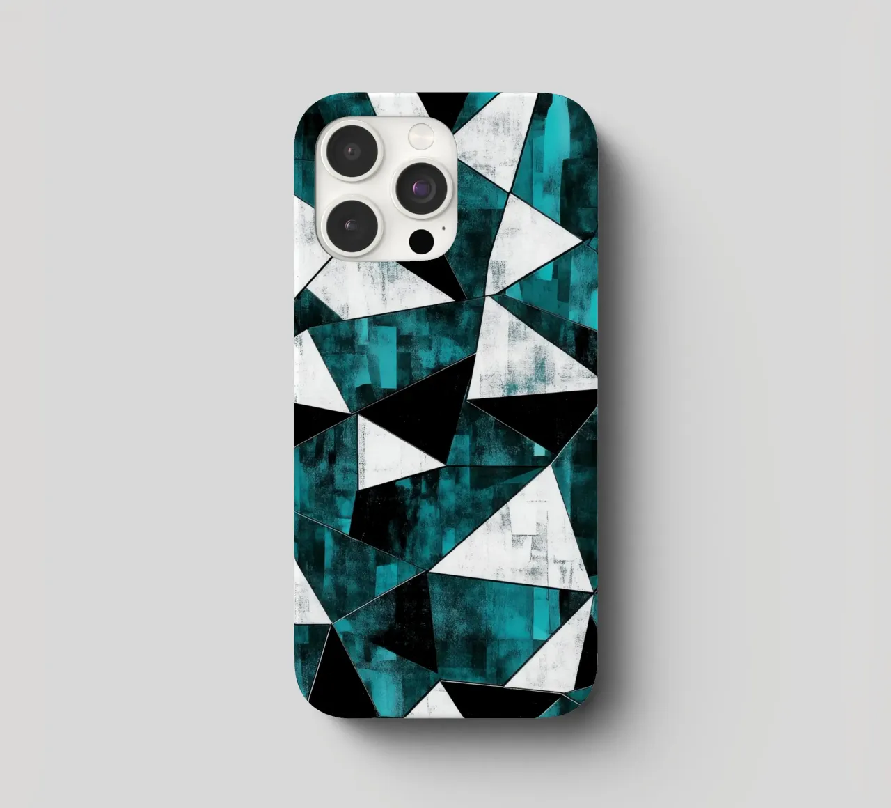 Triangular pattern in turquoise & white iphone case by Niklas