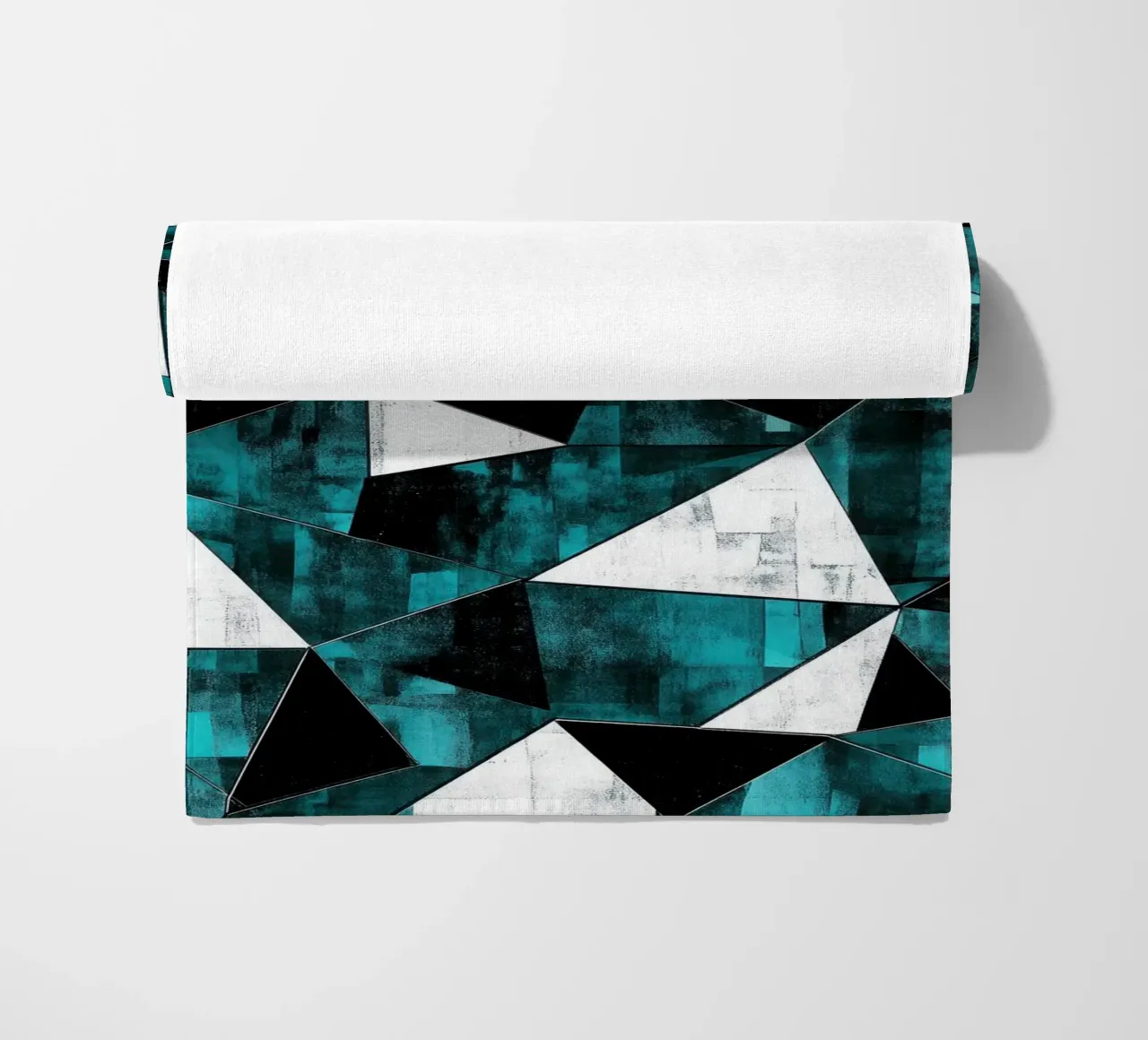 Triangular pattern in turquoise & white beach towel by Niklas
