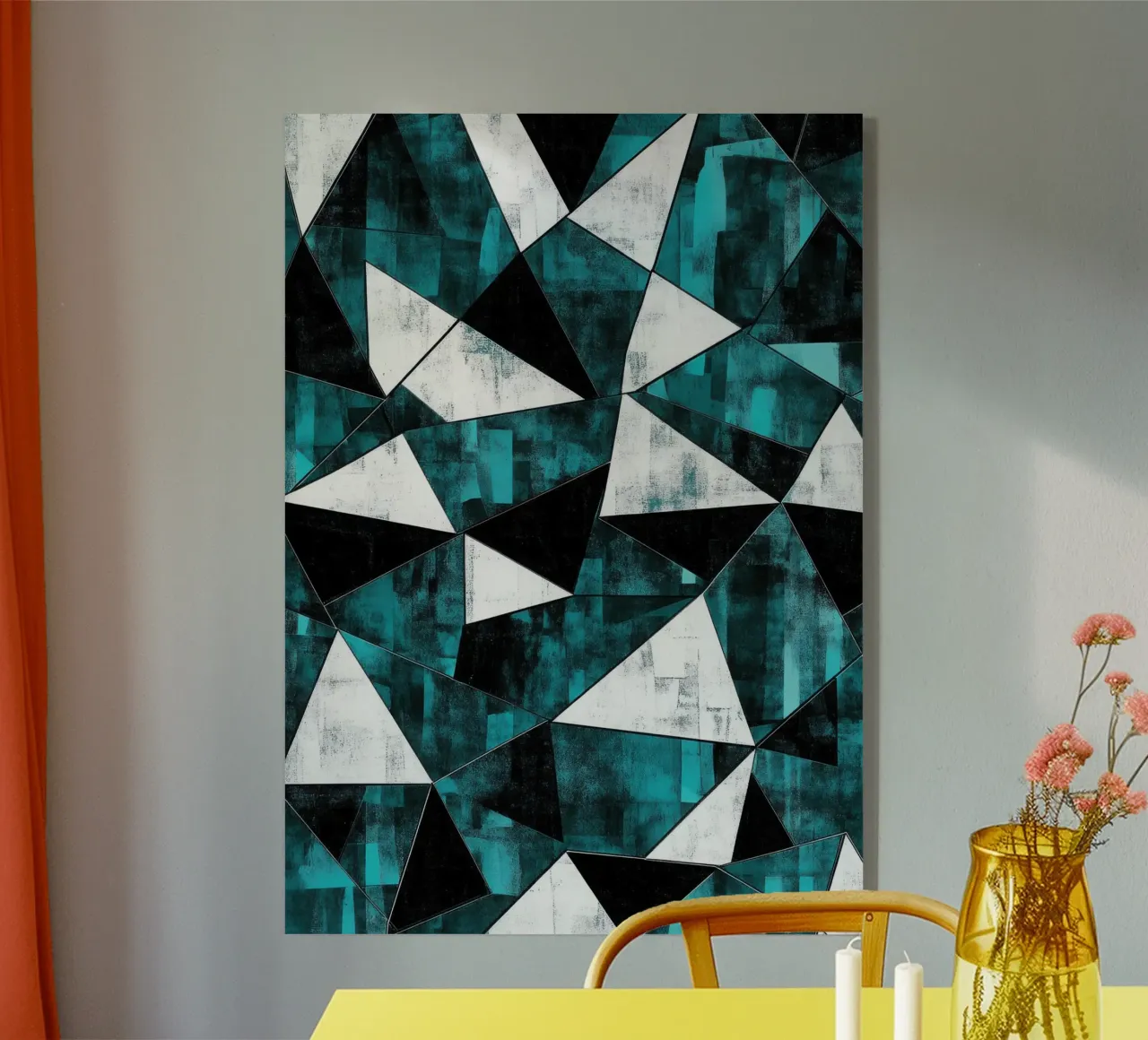 Diseño triangular en turquesa y blanco metacrilato de Niklas