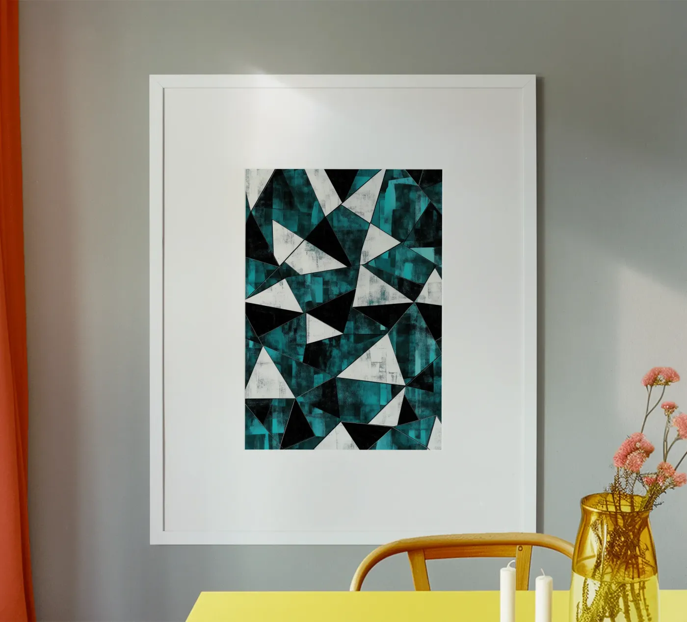 Dreiecksmuster in Türkis & Weiß Poster von Niklas