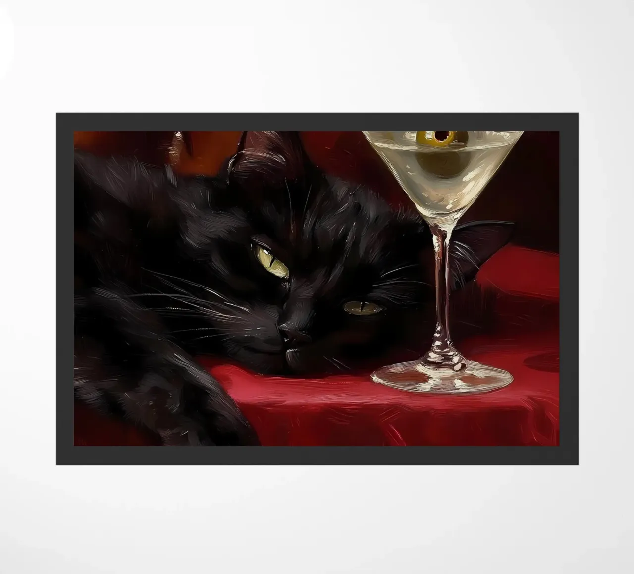 Gatto nero con Martini zerbino da IamHomeStudio
