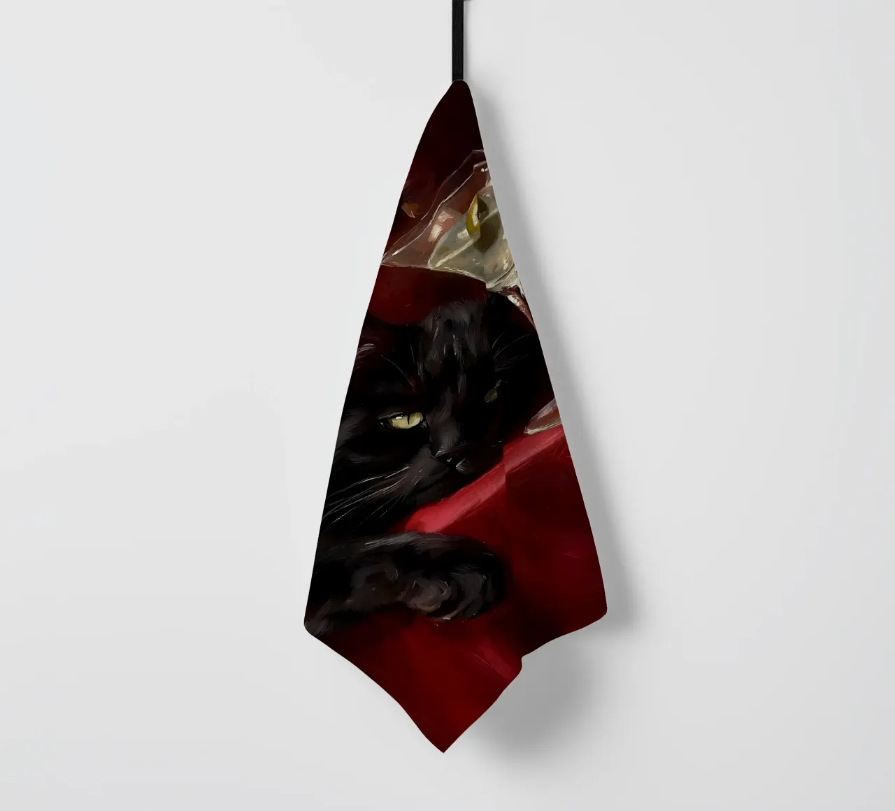 Gatto nero con Martini canovaccio da cucina da IamHomeStudio