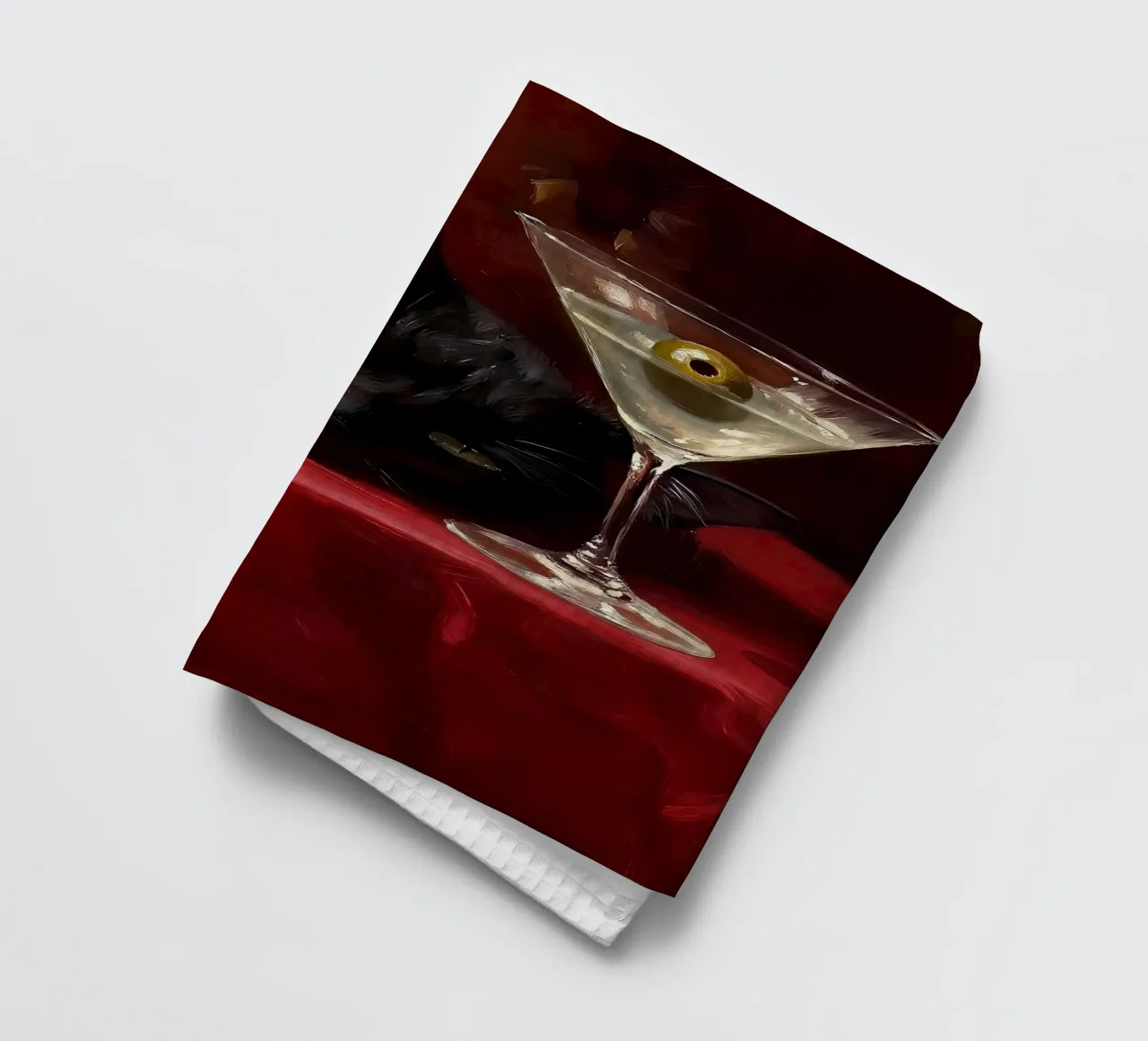 Gatto nero con Martini canovaccio da cucina da IamHomeStudio
