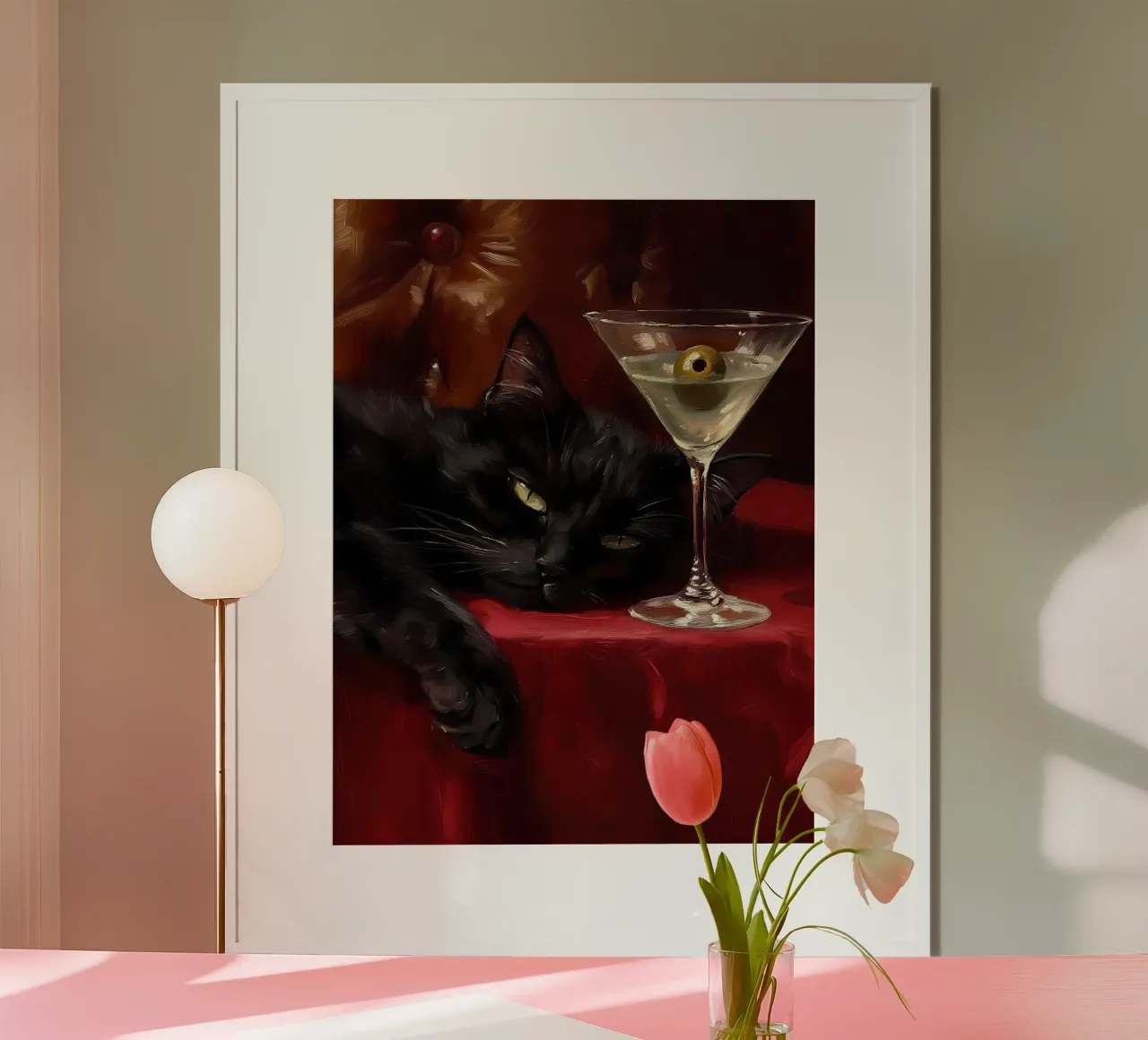 Gatto nero con Martini poster da IamHomeStudio