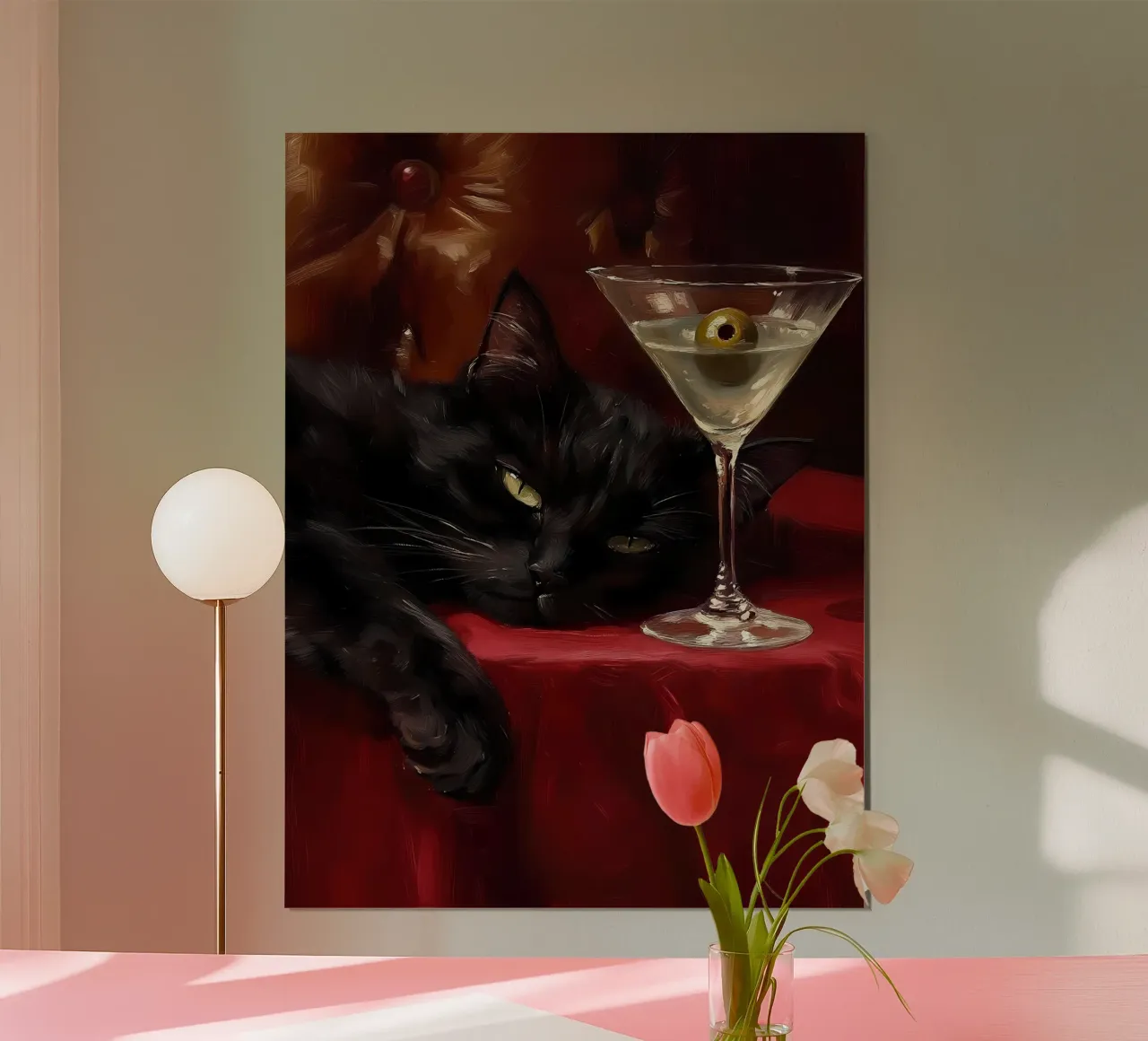 Gatto nero con Martini poster da IamHomeStudio