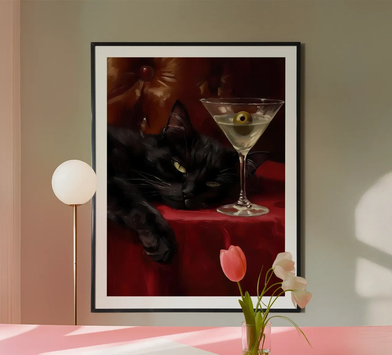 Gatto nero con Martini poster da IamHomeStudio