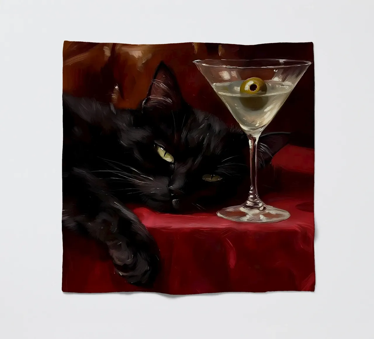 Gatto nero con Martini coperta in pile da IamHomeStudio