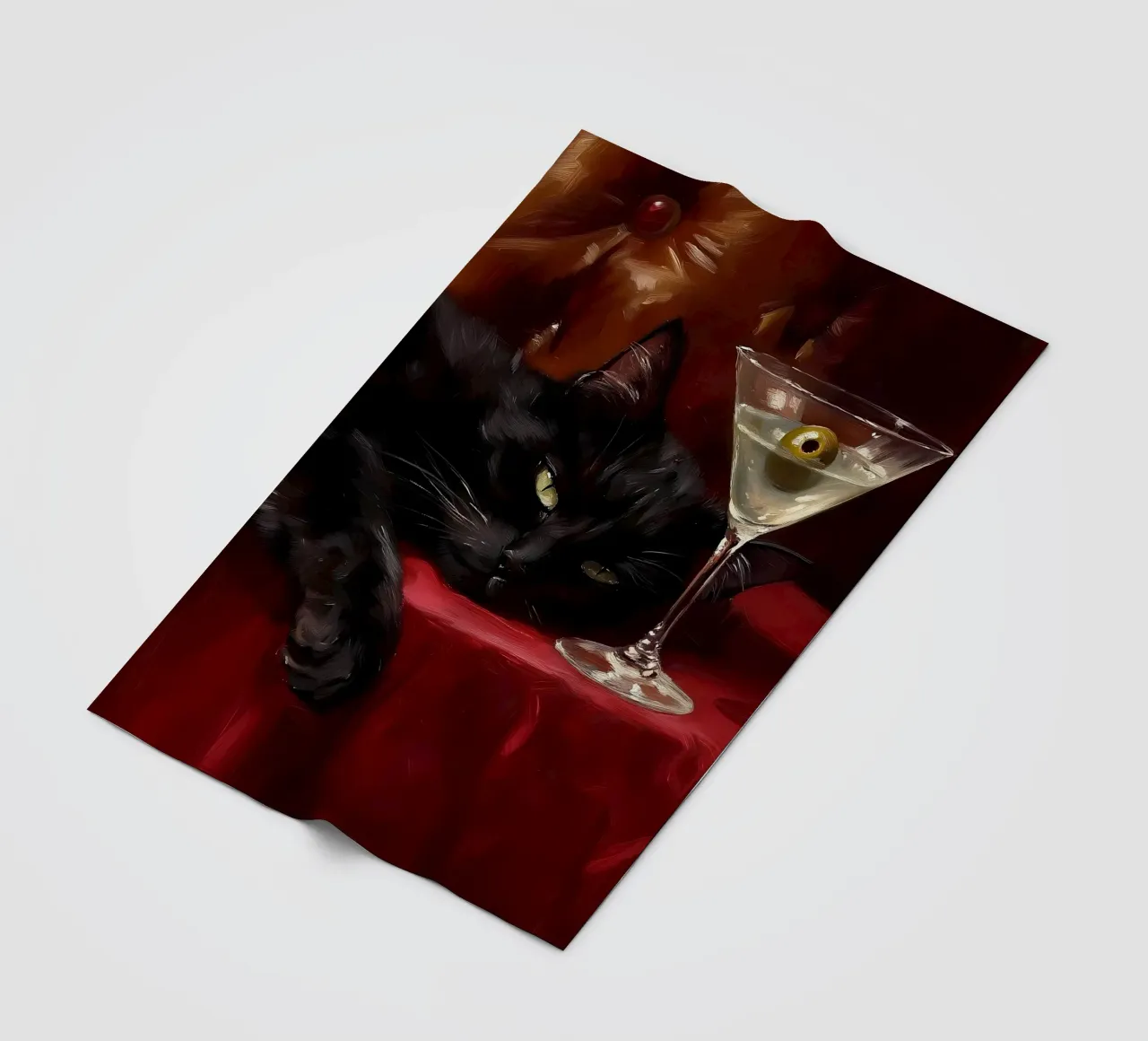 Gatto nero con Martini coperta in pile da IamHomeStudio