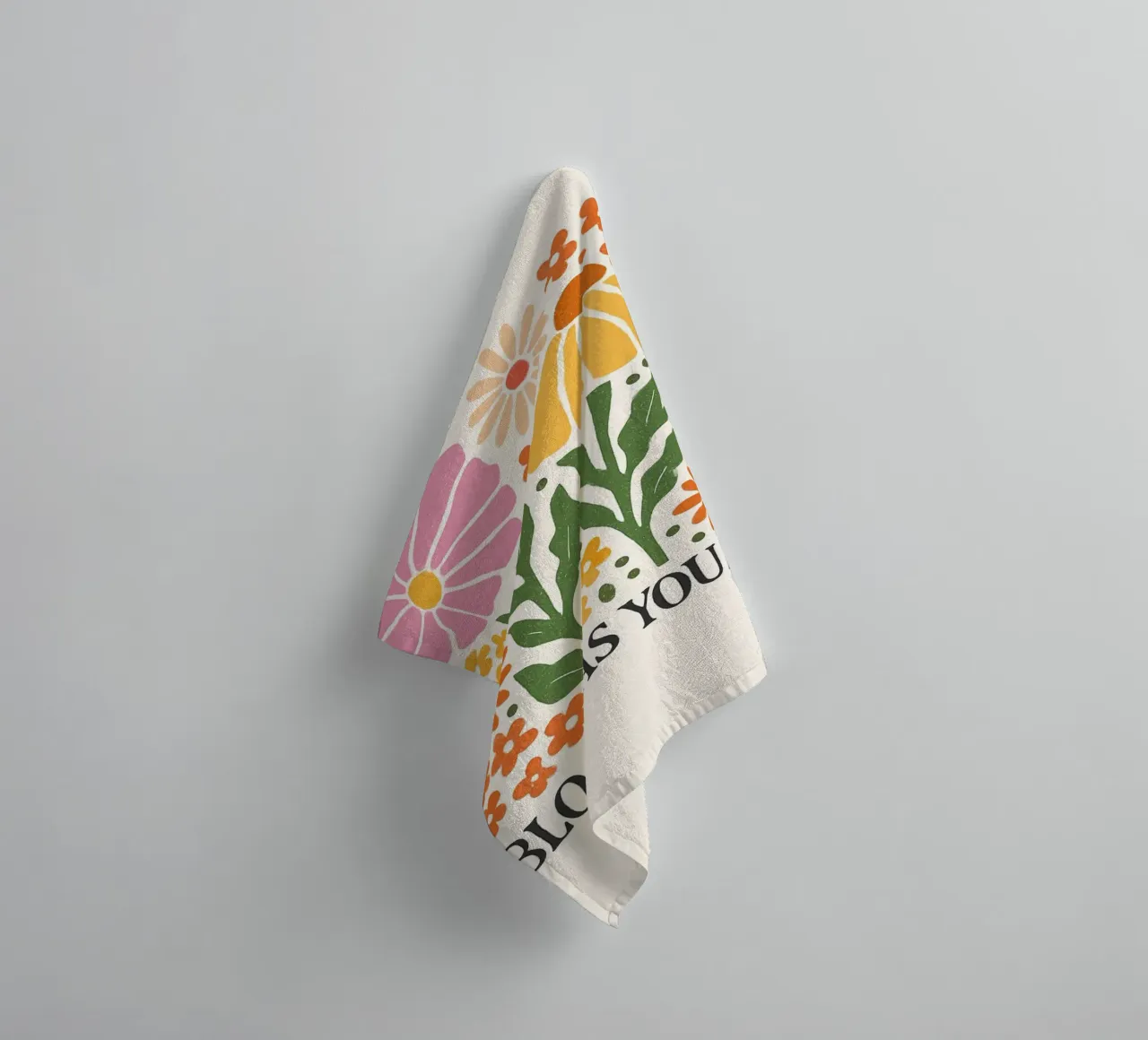 Retro Bloemen Positiviteit Kunstdruk badhanddoek van inspirational quote